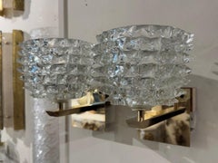Paar Wandleuchter aus Murano-Glas und Messing "Rosti