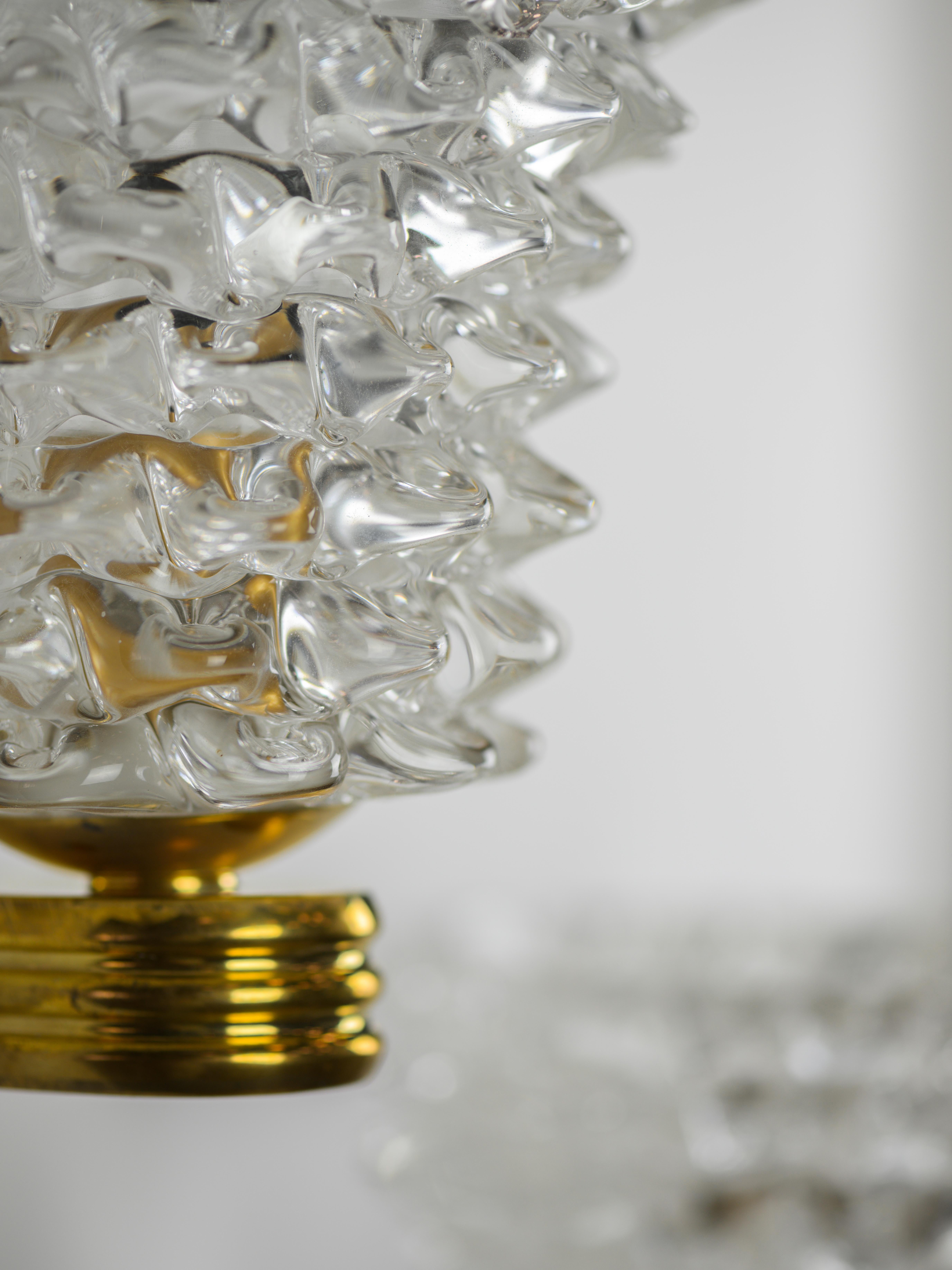 Glass Pair of Rostrato glass wall lamps in the style of Barovier & Toso 