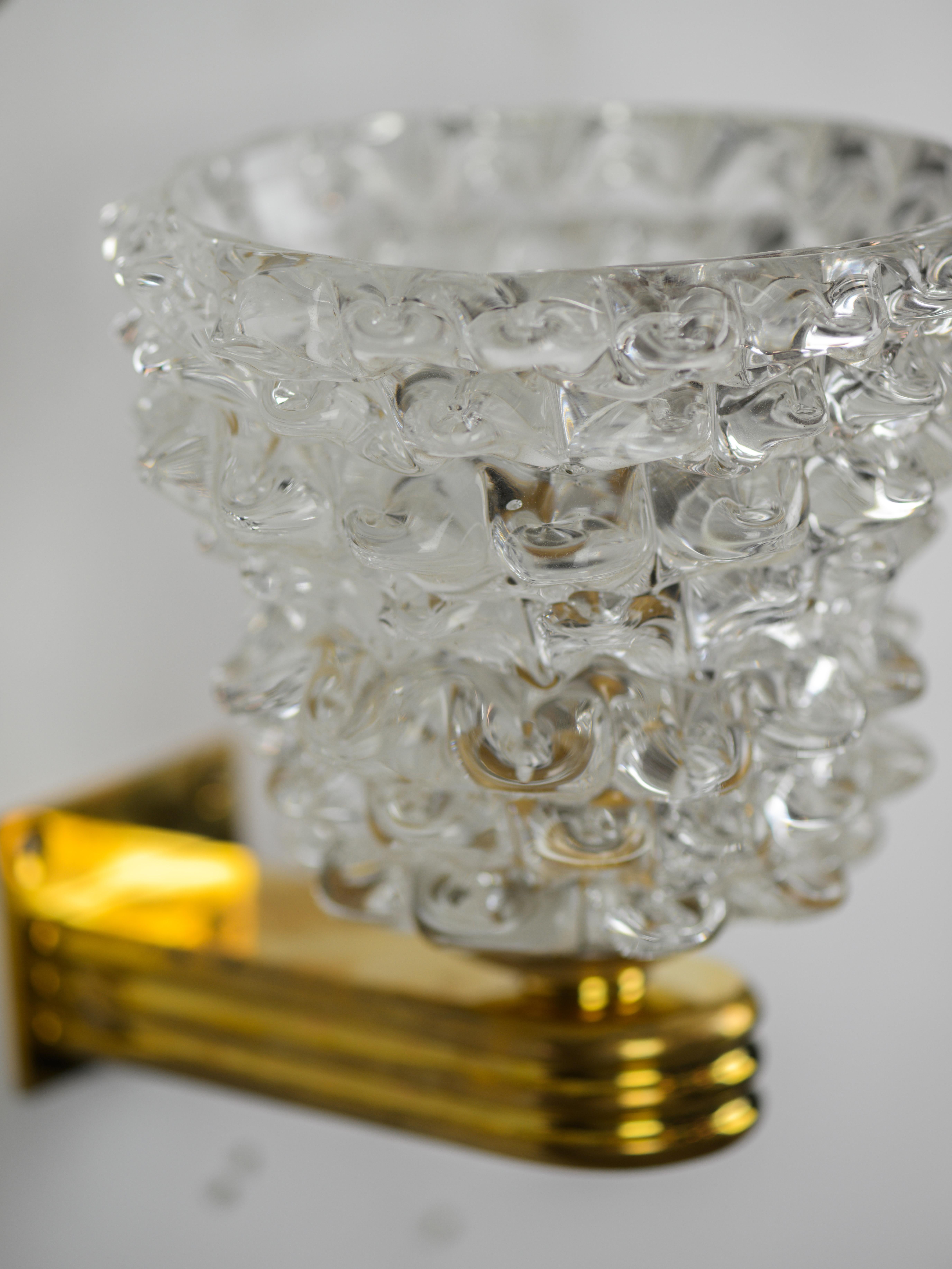 Pair of Rostrato glass wall lamps in the style of Barovier & Toso  1