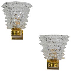 Pair of Rostrato glass wall lamps in the style of Barovier & Toso
