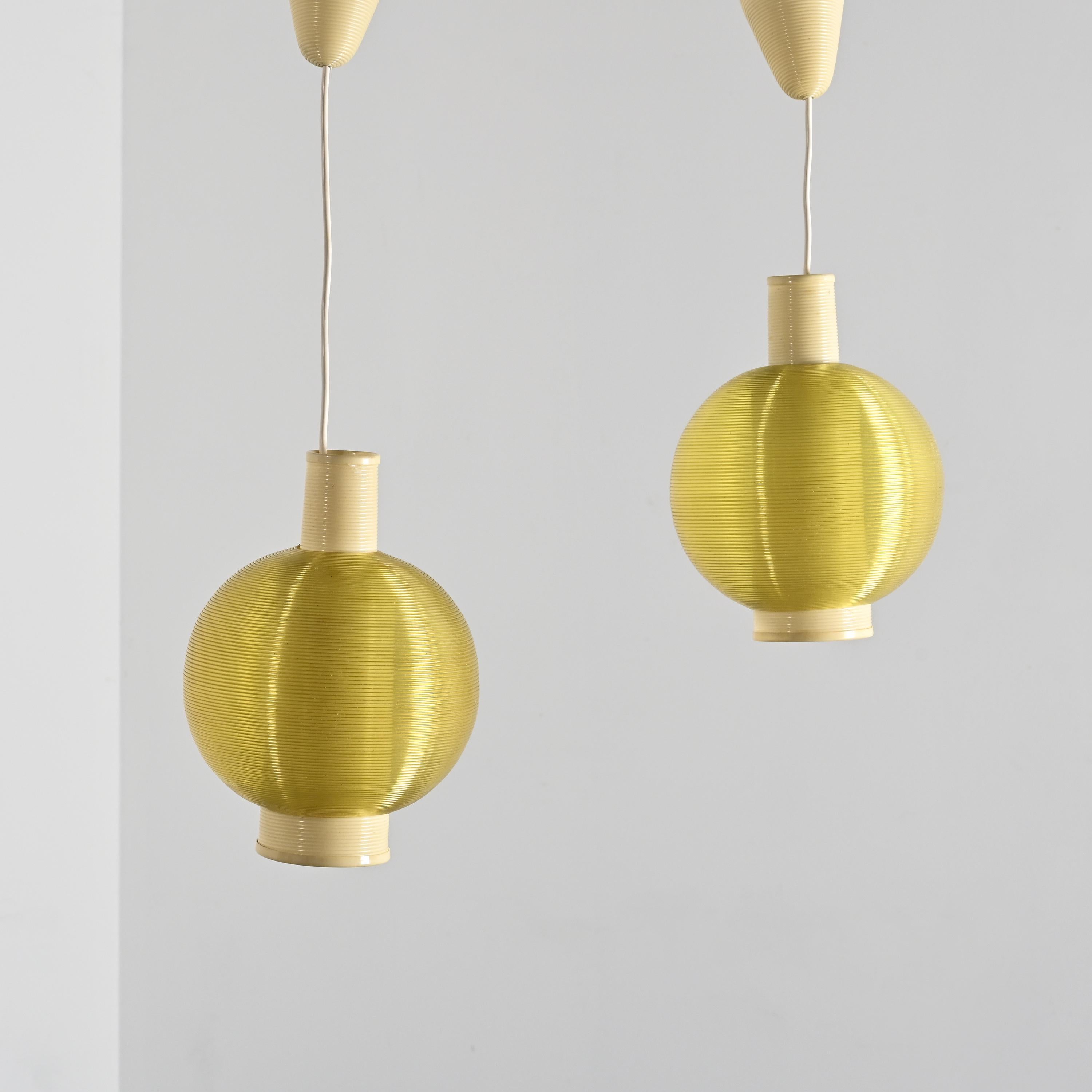 Pair of Rotaflex Pendant Lights, France circa 1960 1