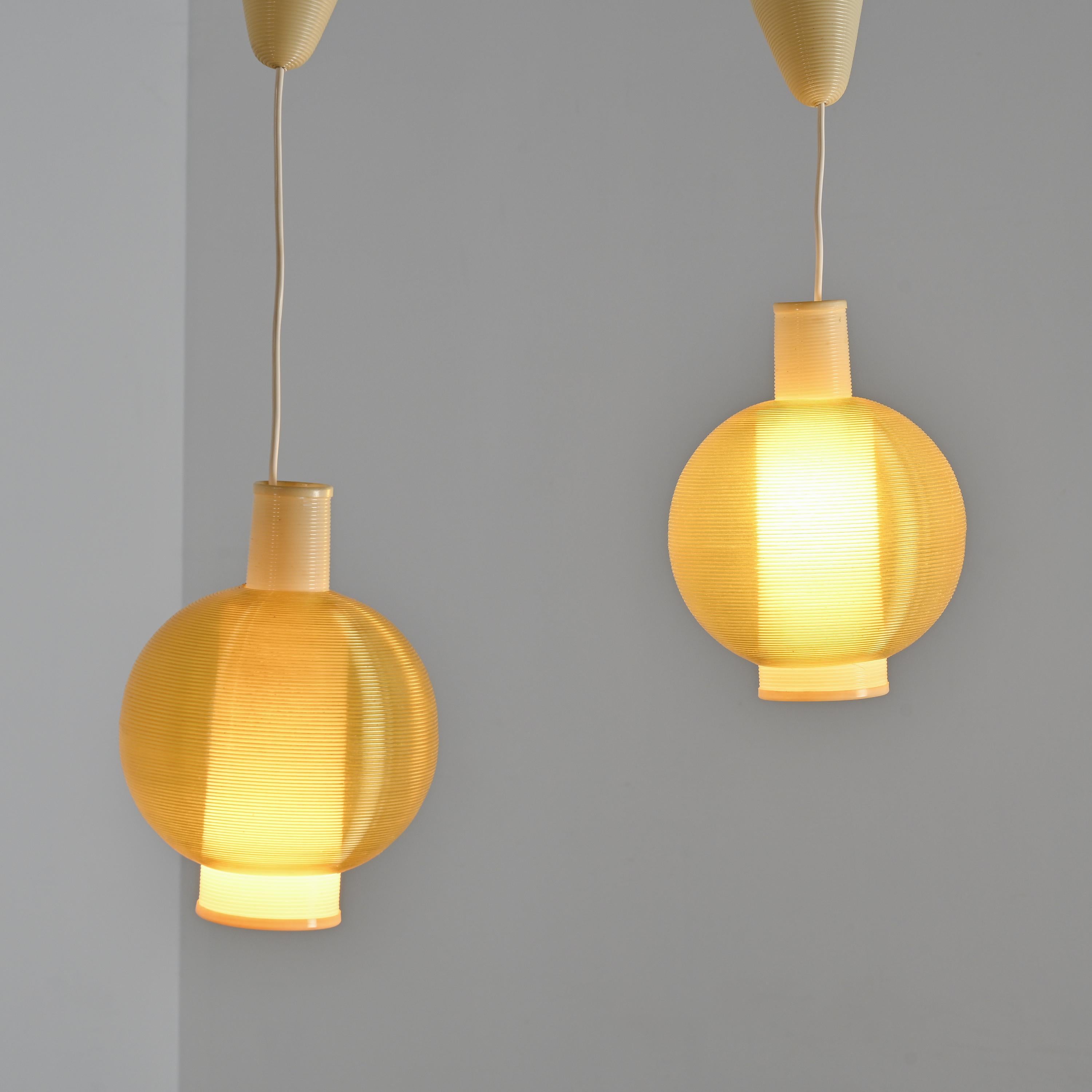 Pair of Rotaflex Pendant Lights, France circa 1960 2