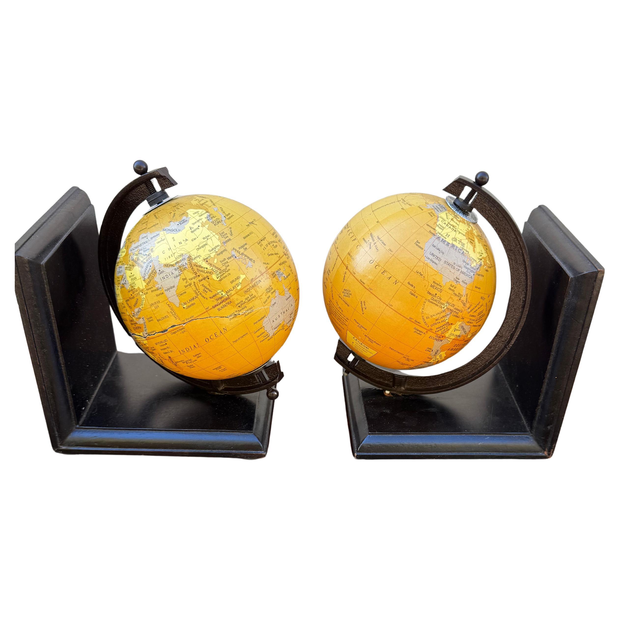 Pair of Rotating Globe Bookends