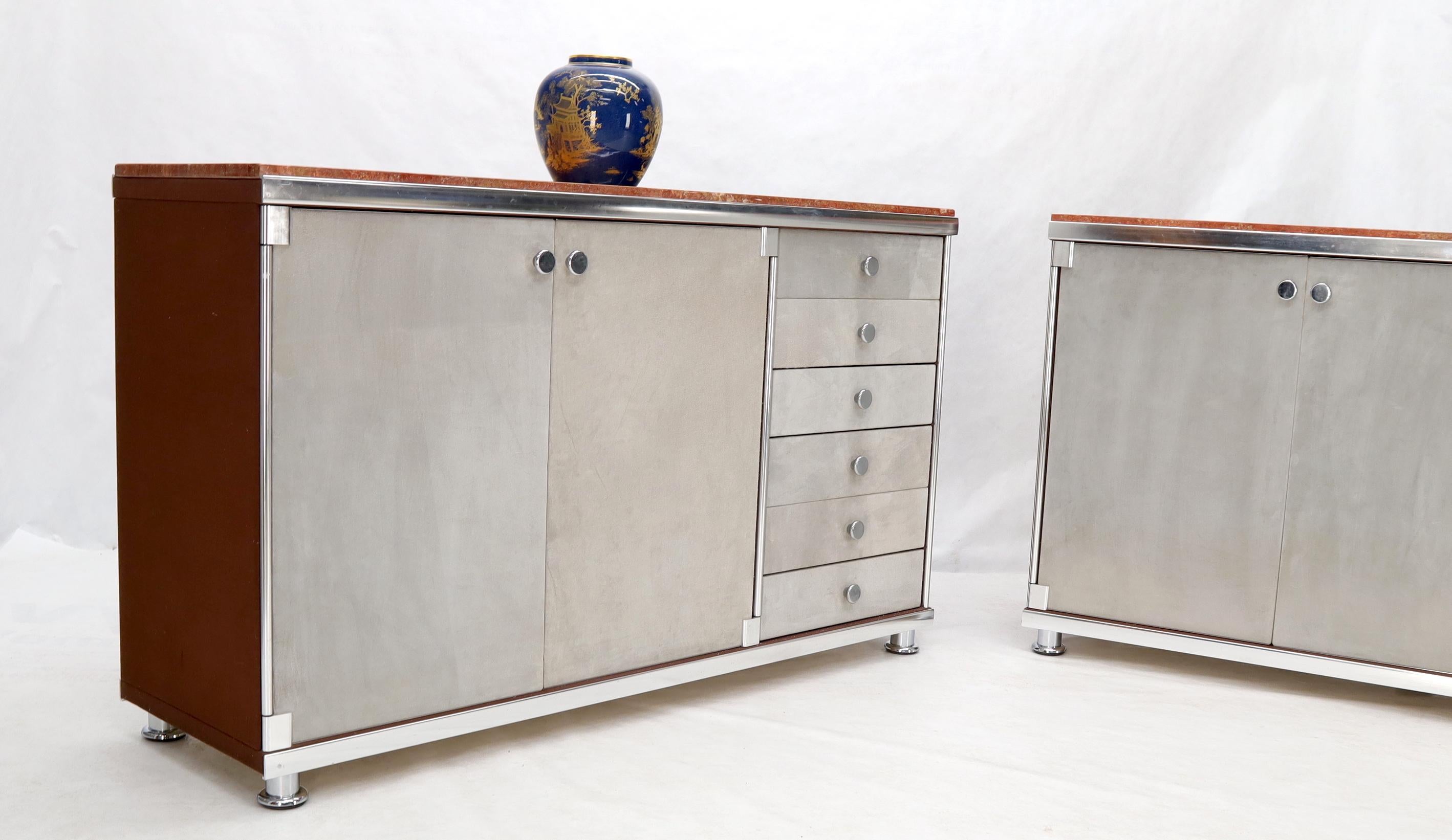 Pair of Rouge Marble Top Guido Faleschini Dressers Chests Cabinets Credenzas For Sale 3