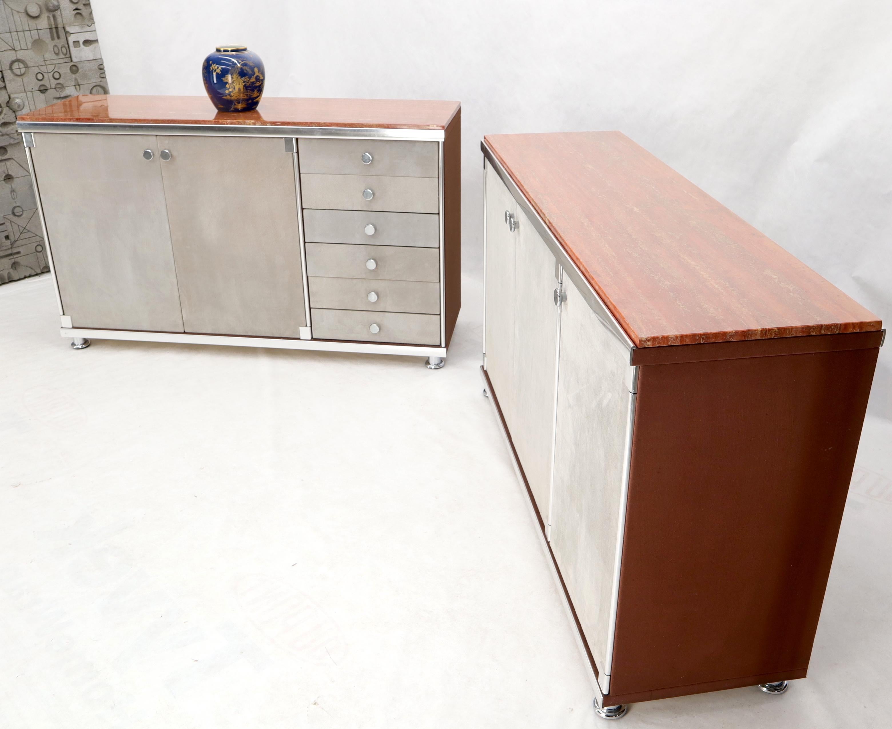 Pair of Rouge Marble Top Guido Faleschini Dressers Chests Cabinets Credenzas For Sale 9
