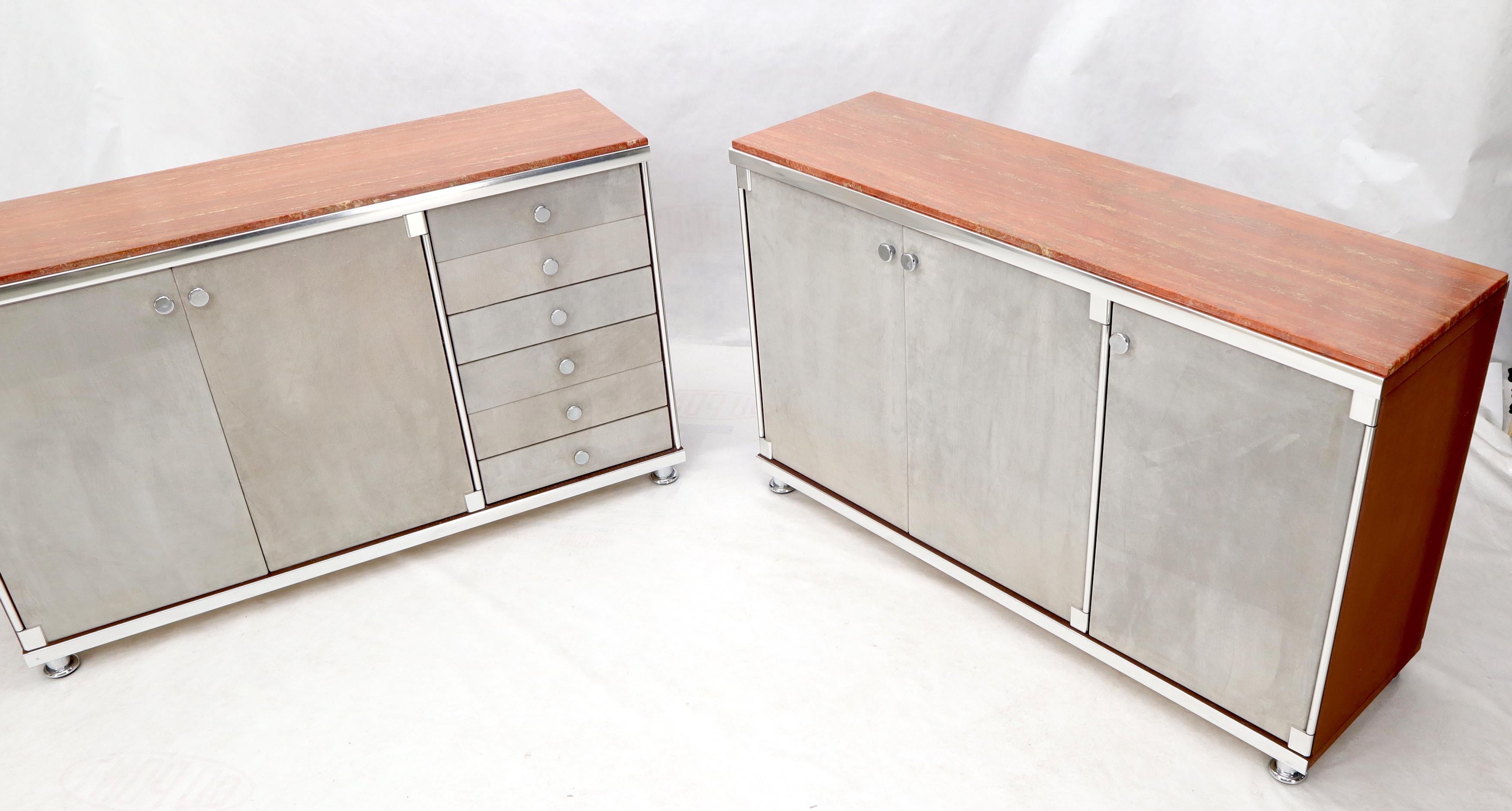 20th Century Pair of Rouge Marble Top Guido Faleschini Dressers Chests Cabinets Credenzas For Sale