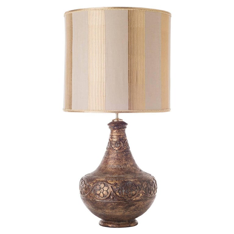Pair Of Rough Ceramic Table Lamps