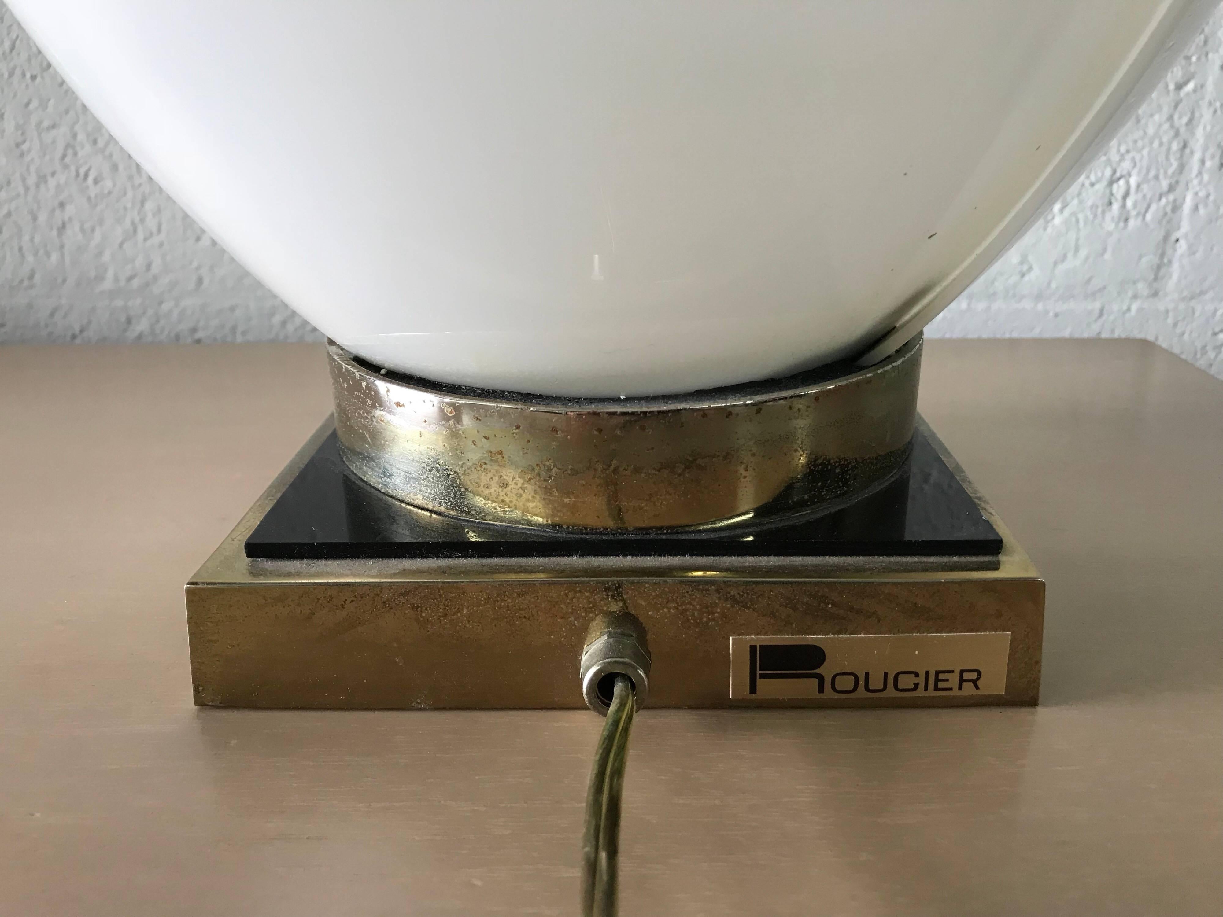 20th Century Pair of Rougier Acrylic and Brass Lamps