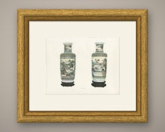 Paire de vases Rouleau, « Famille Verte », avec panneaux représentant des paysages, Gorer 1911