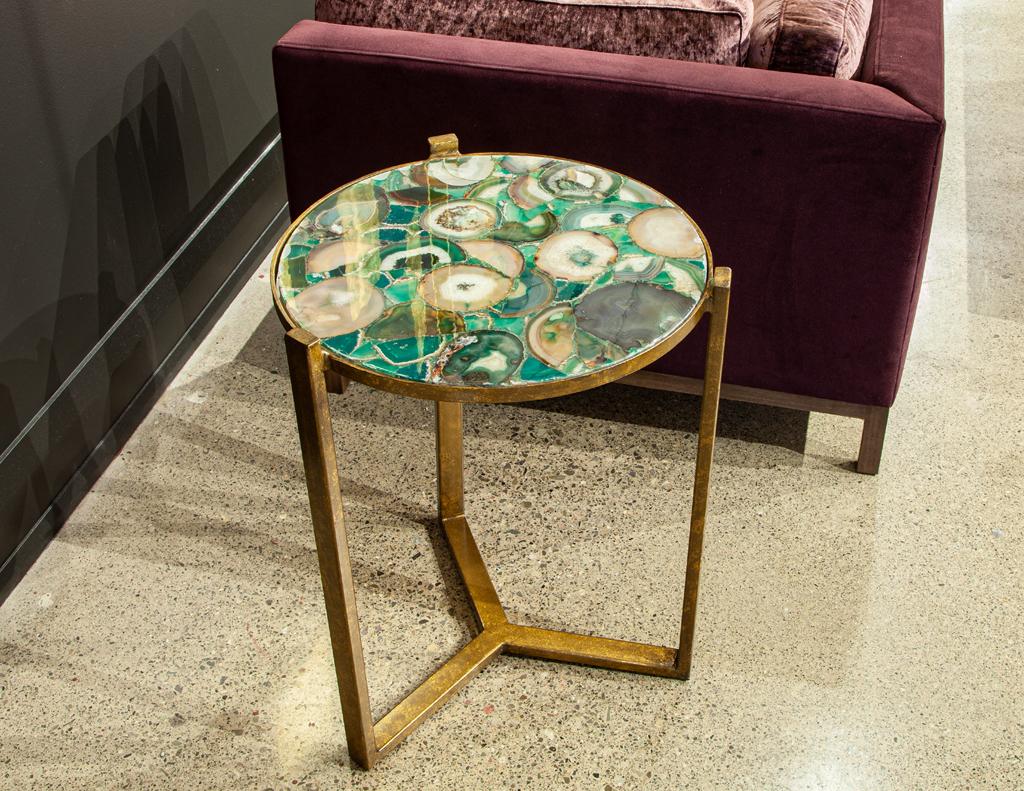 Pair of Round Agate Top Accent Tables For Sale 3