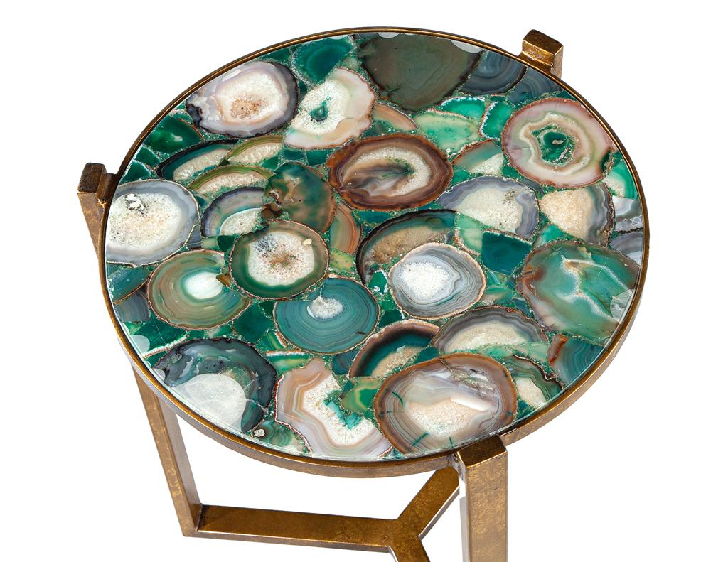 Pair of Round Agate Top Accent Tables For Sale 5