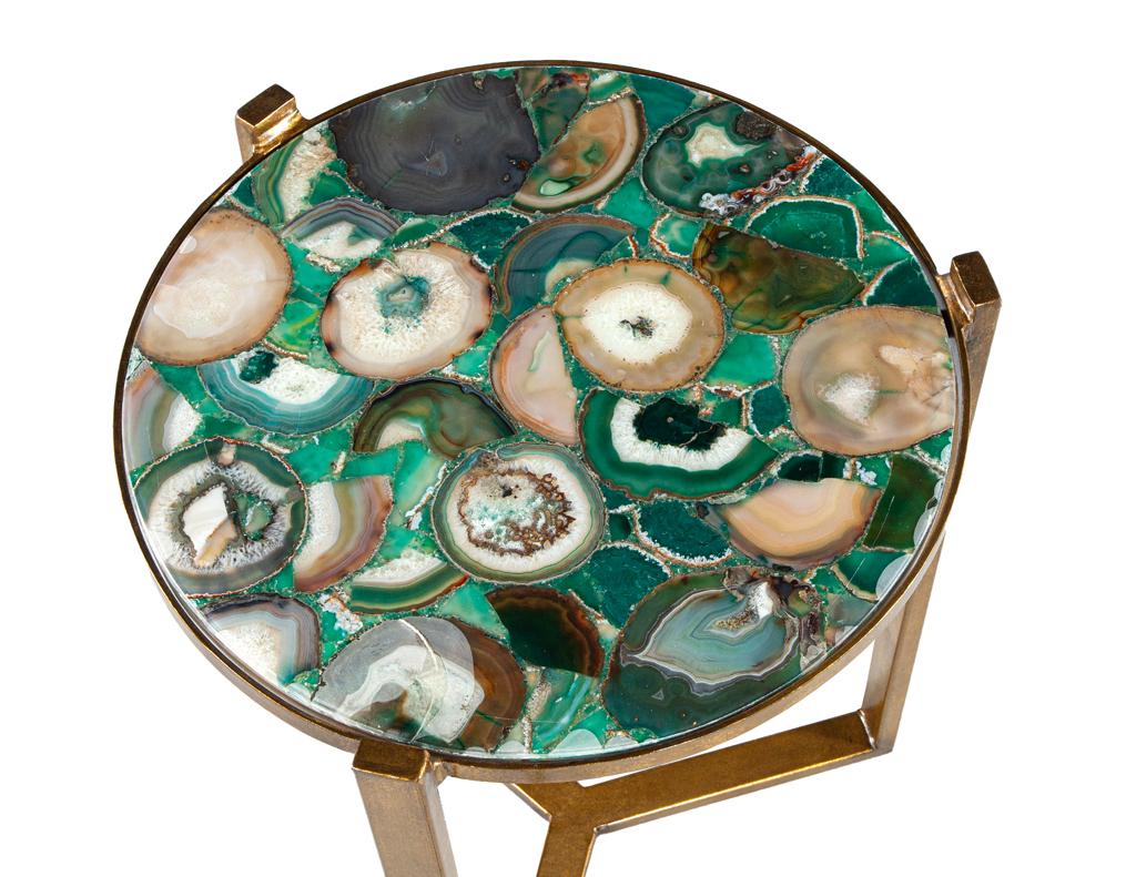 Pair of Round Agate Top Accent Tables For Sale 6