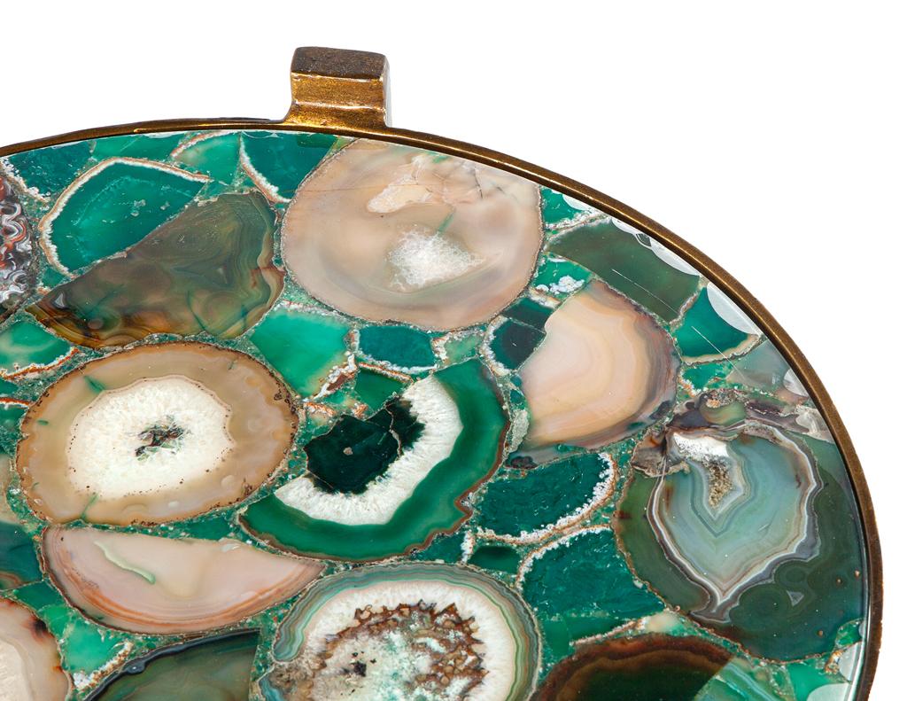 American Pair of Round Agate Top Accent Tables For Sale