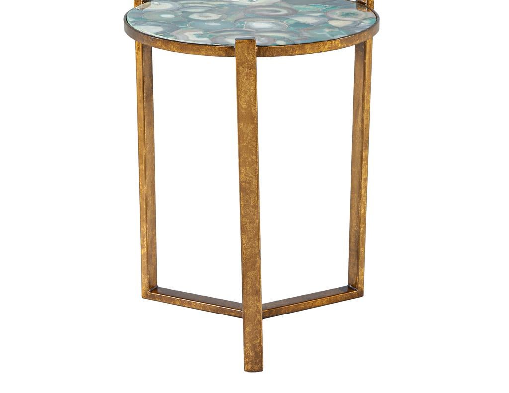 Pair of Round Agate Top Accent Tables For Sale 1