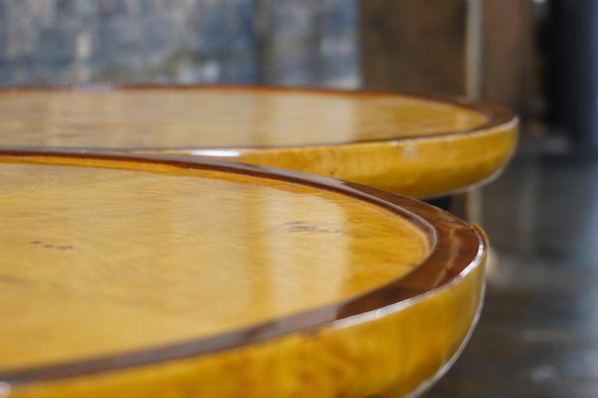Unknown Pair of Round Art Deco  Burlwood and Ebonized Side Tables