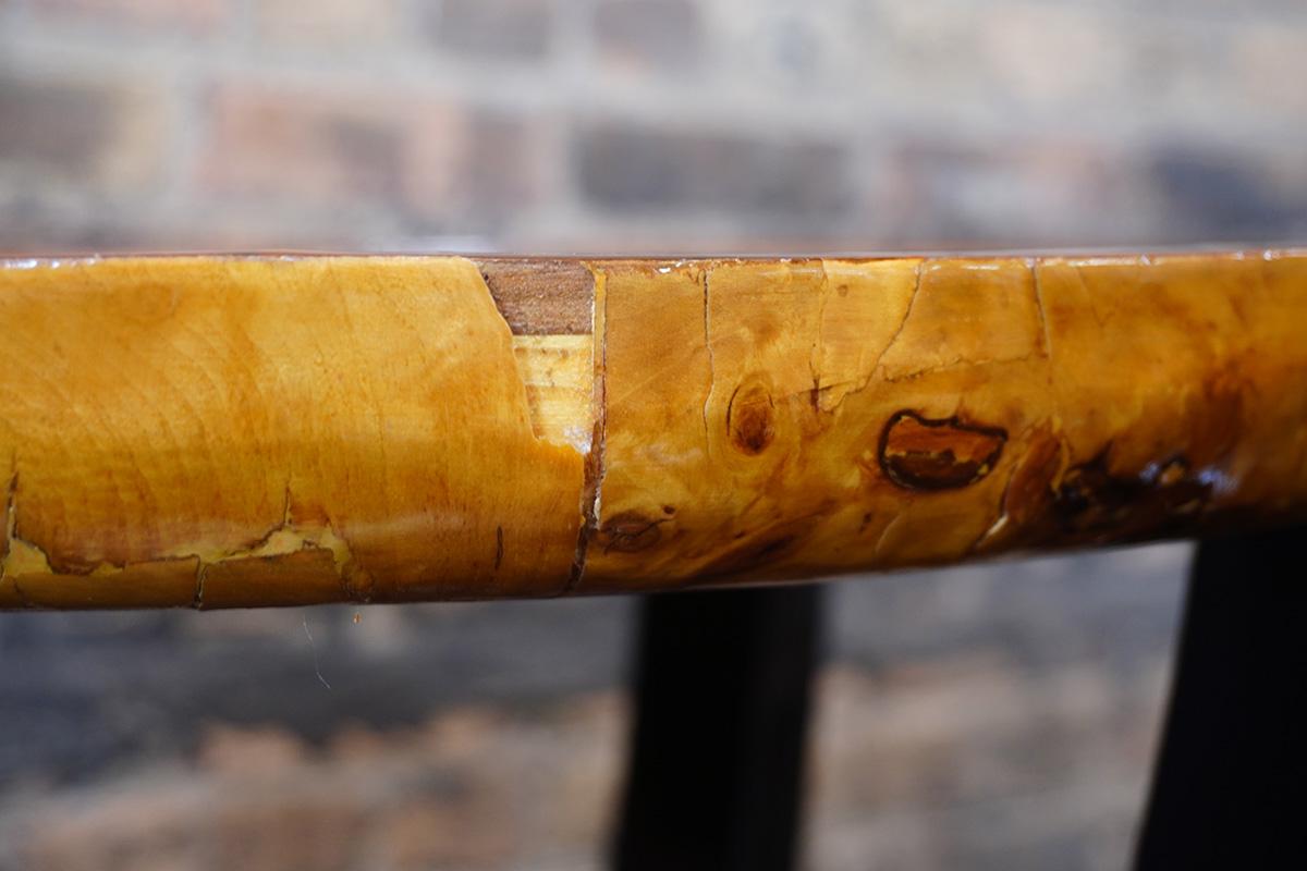 Pair of Round Art Deco  Burlwood and Ebonized Side Tables 1