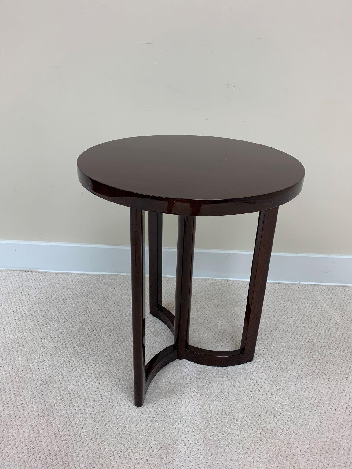 Pair of Round Art Deco Walnut Side or End Tables American C.1940’s 2