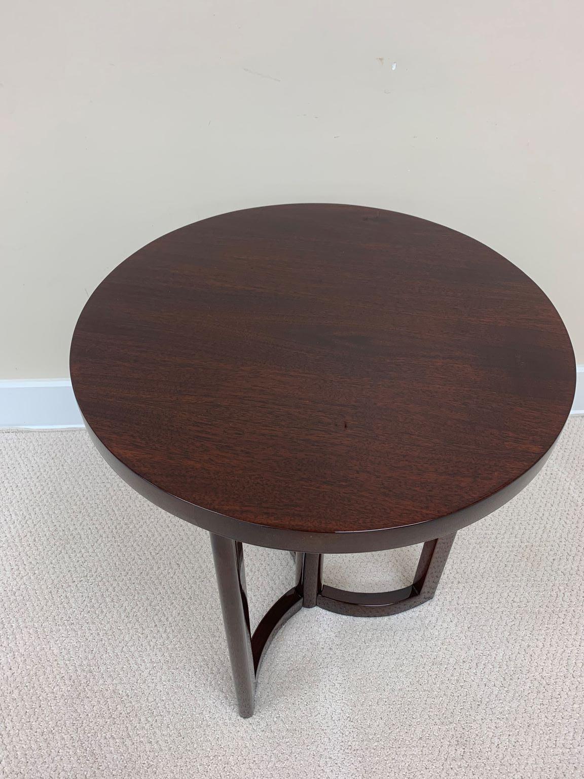 Pair of Round Art Deco Walnut Side or End Tables American C.1940’s For Sale 3