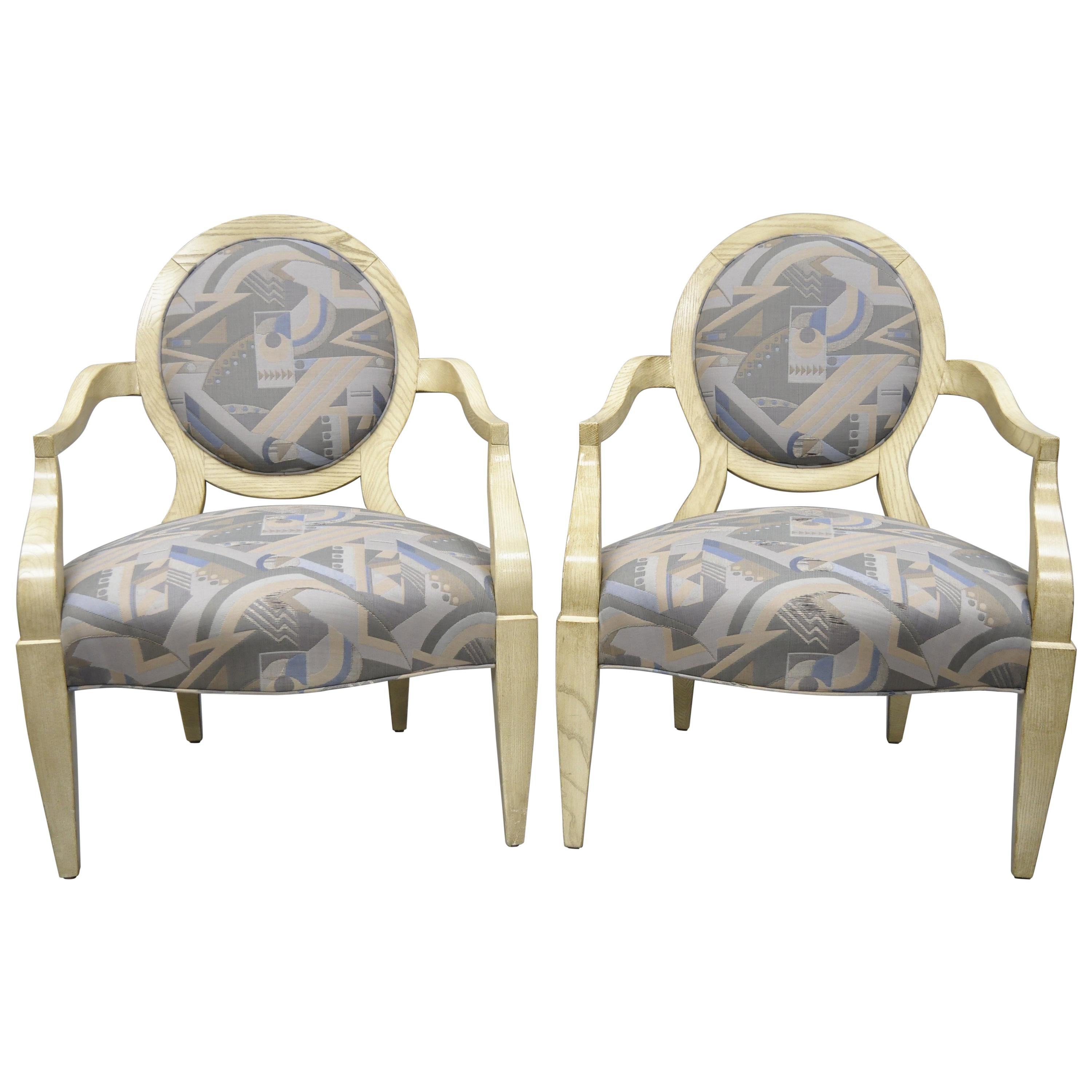 Pair of Round Back Large Club Lounge Chairs Style of John Hutton for Donghia