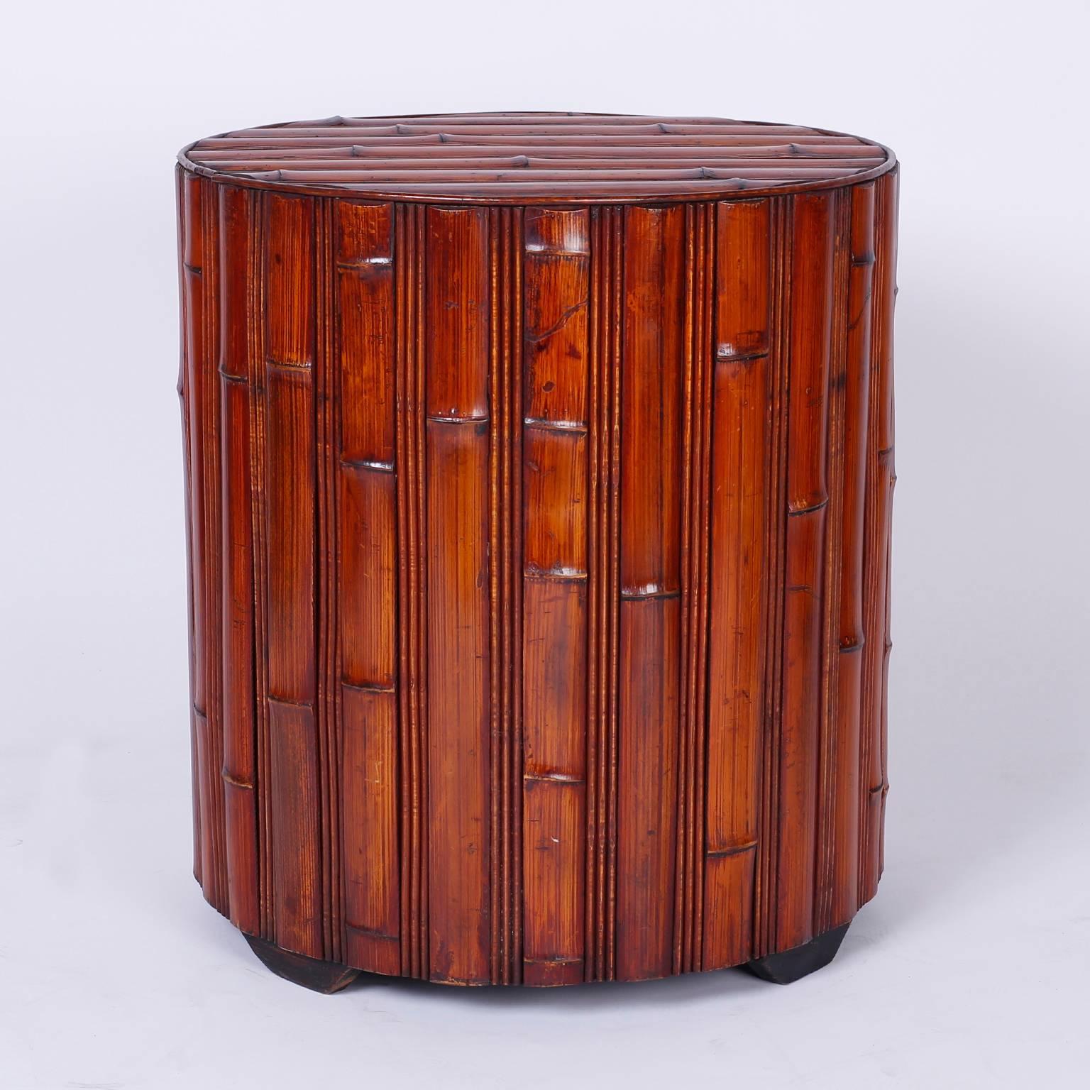 Pair of Round Bamboo End Tables 2