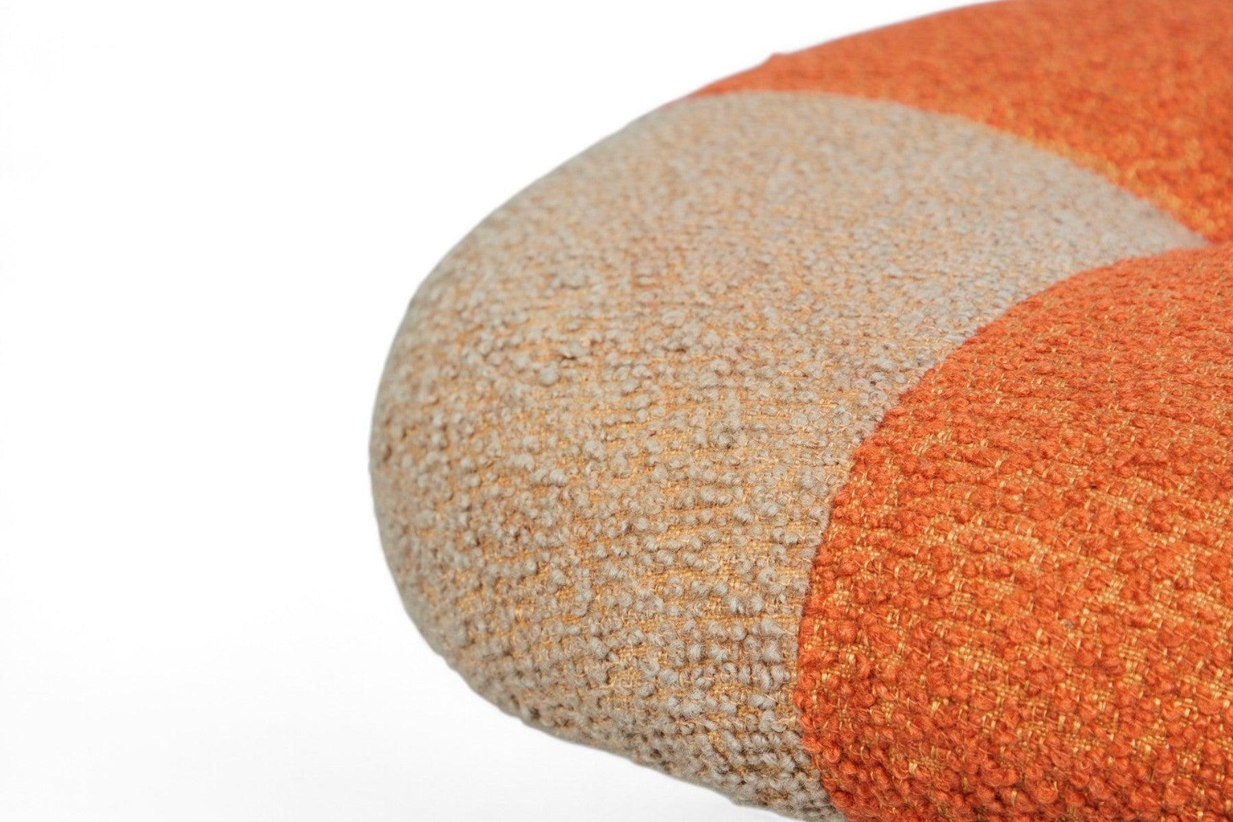 Mid-Century Modern Pair of Round Beech Two Toned Ottomans / Stools For Sale