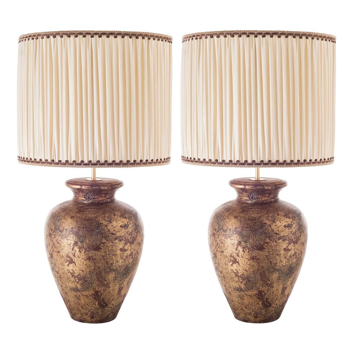 Contemporary Table Lamps, Round Bellied in Ceramic  For Sale