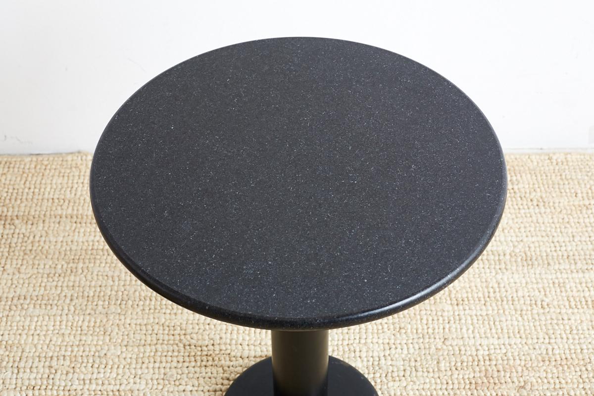 Mid-Century Modern Pair of Round Black Granite Drinks Tables