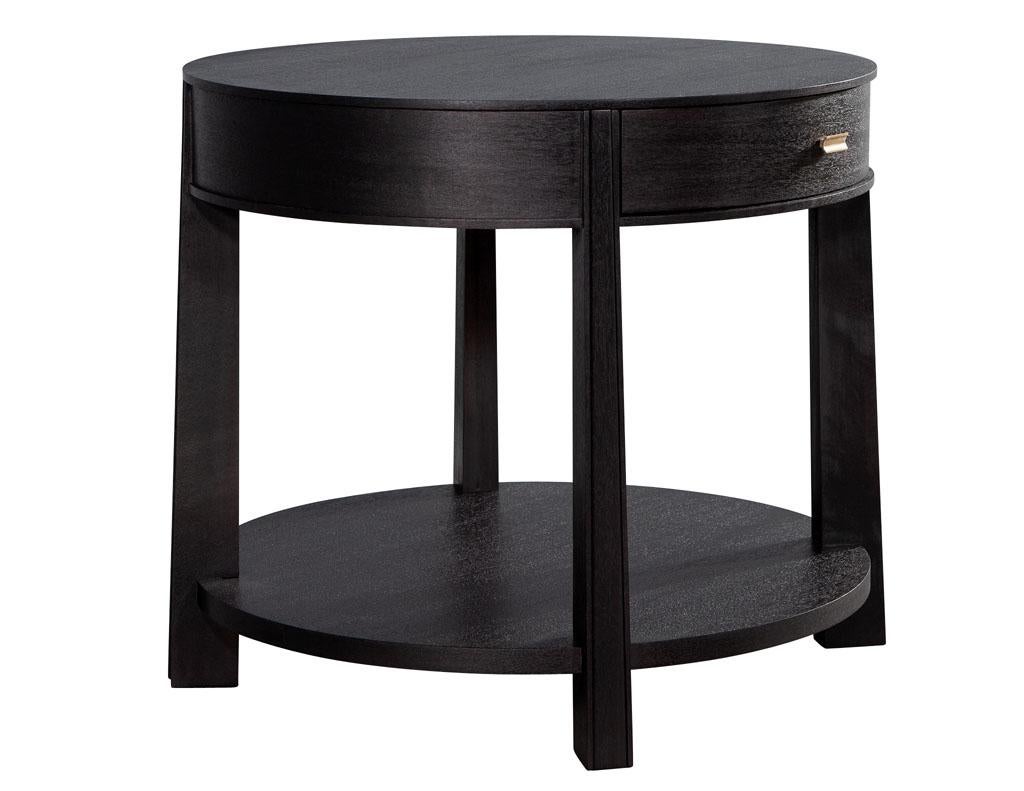 Pair of Round Black Nightstand Side Tables by Barbara Barry Baker Furniture 1