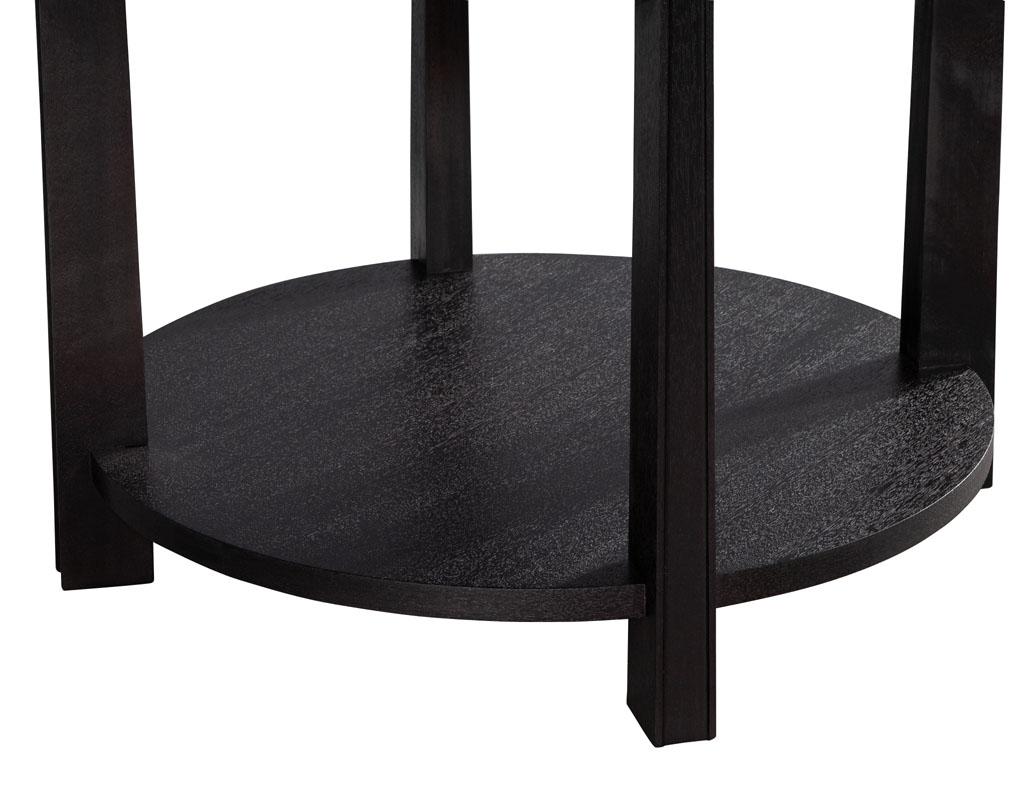 Pair of Round Black Nightstand Side Tables by Barbara Barry Baker Furniture 4