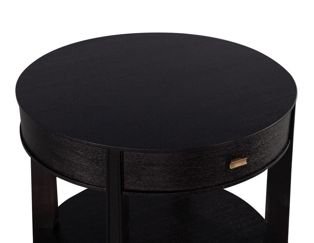 Pair of Round Black Nightstand Side Tables by Barbara Barry Baker Furniture 3