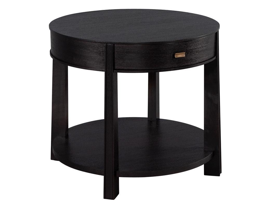 Pair of Round Black Nightstand Side Tables by Barbara Barry Baker Furniture 6