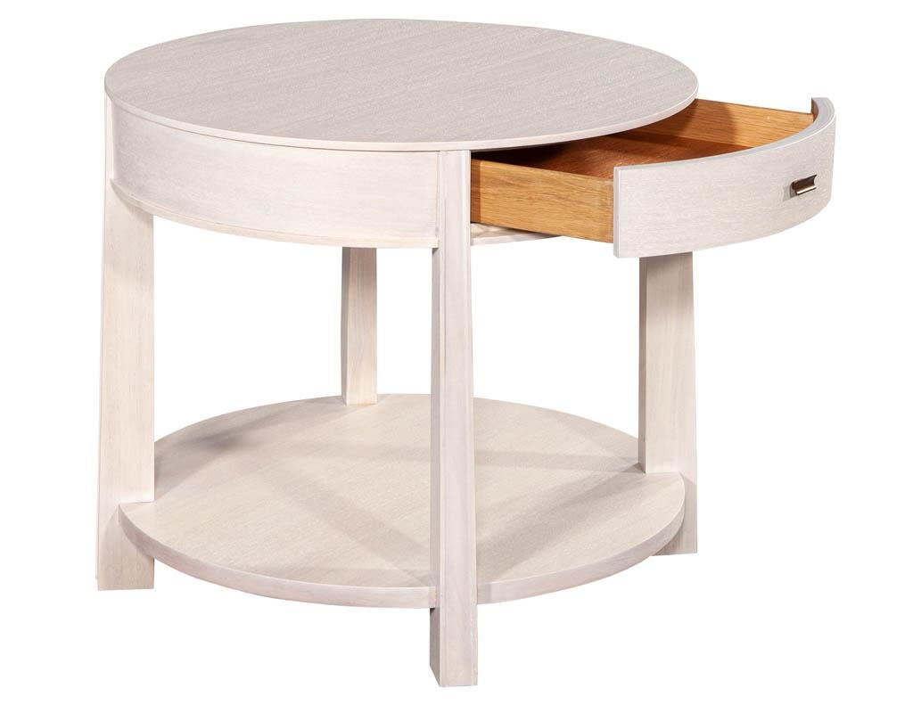 American Pair of Round Bleached Side Tables by Barbara Barry