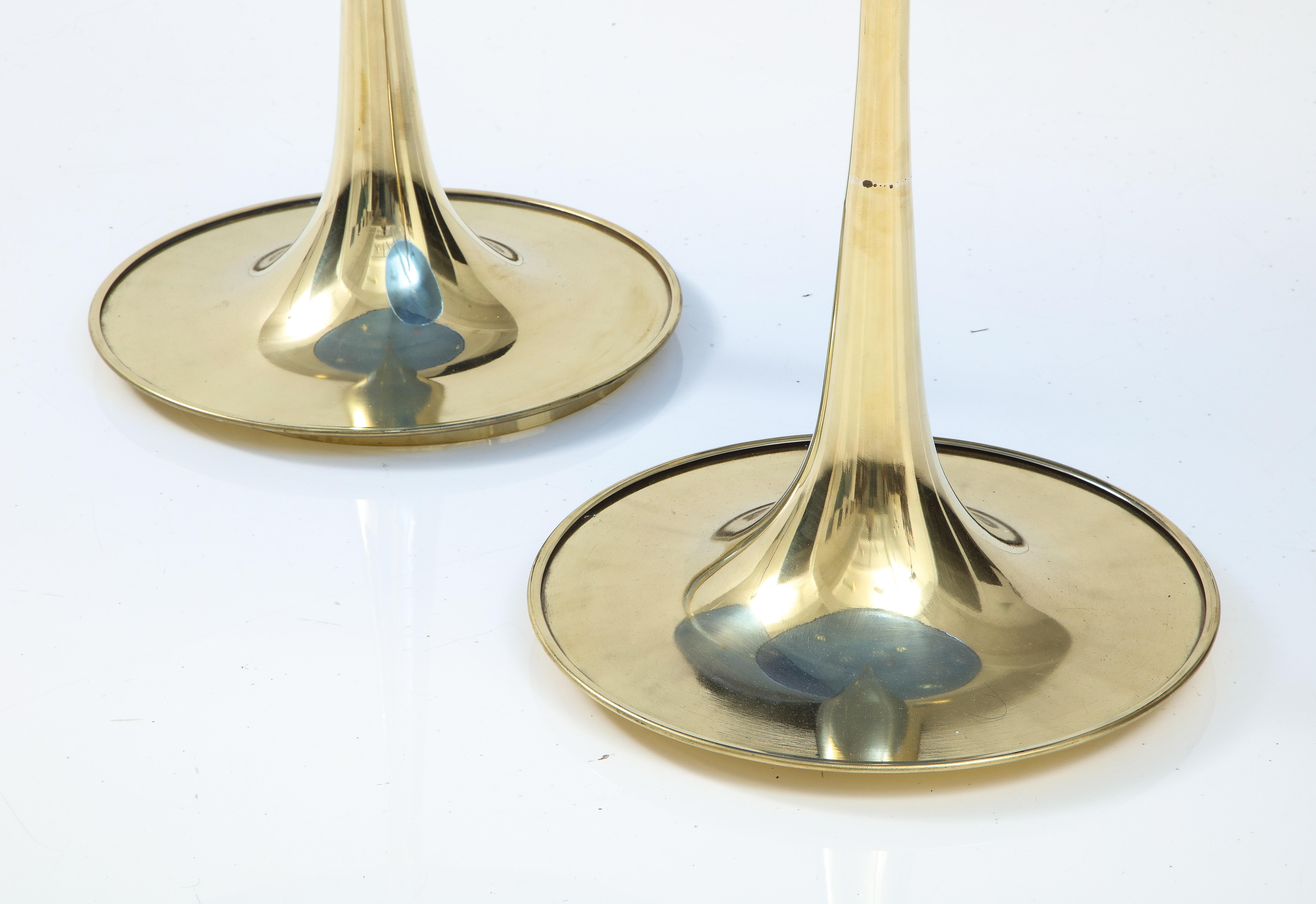 Pair of Round Blue Murano Glass and Brass Martini or Side Tables, Italy, 2022 6