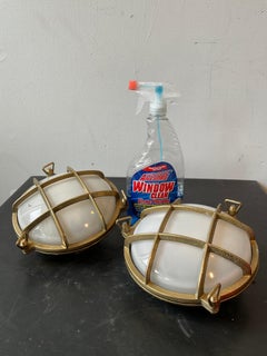 Pair Of Round  Brass Nautical Sconces