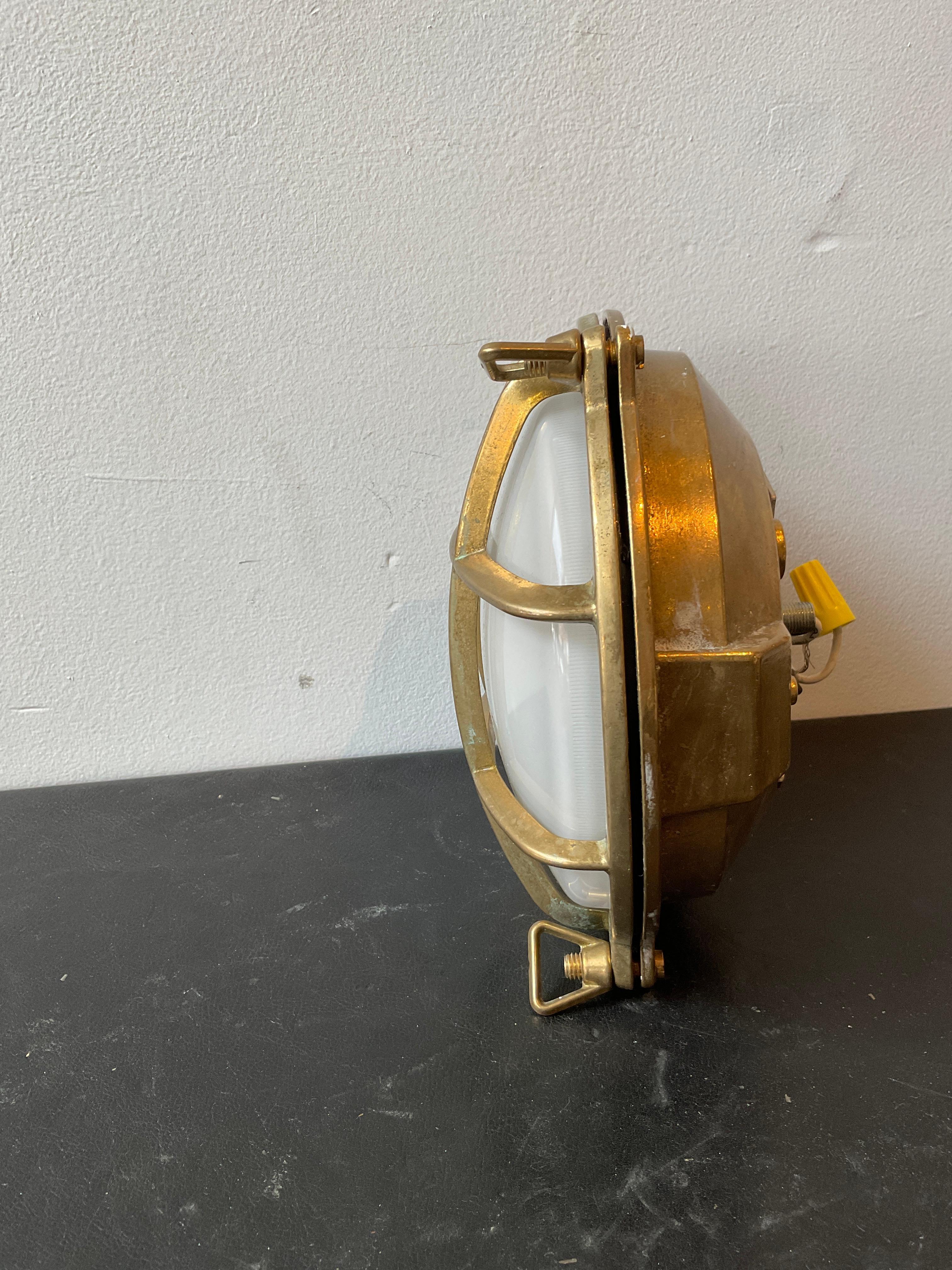 Pair Of Round  Brass Nautical Sconces For Sale 1