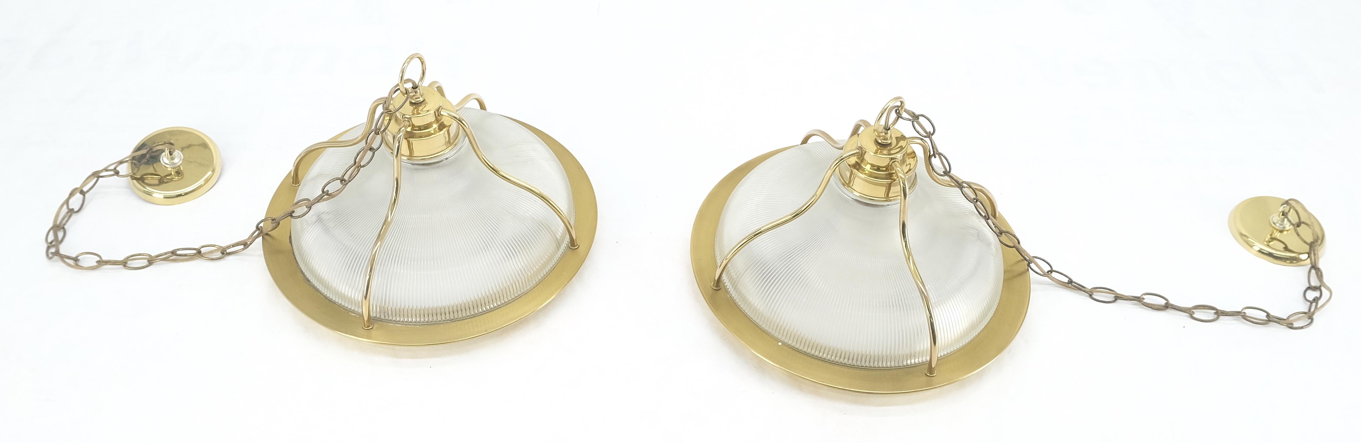Coppia di pendenti tondi in ottone con vetro a coste e catena lunga MCM MINT! in vendita 7