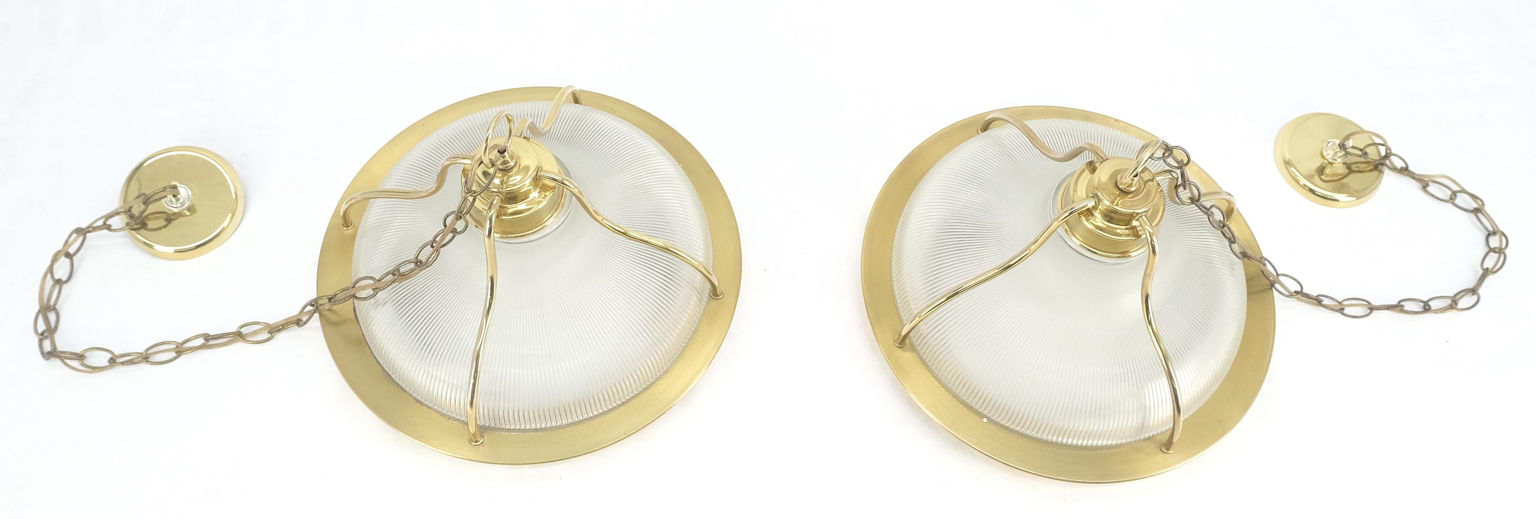 Coppia di pendenti tondi in ottone con vetro a coste e catena lunga MCM MINT! in vendita 9