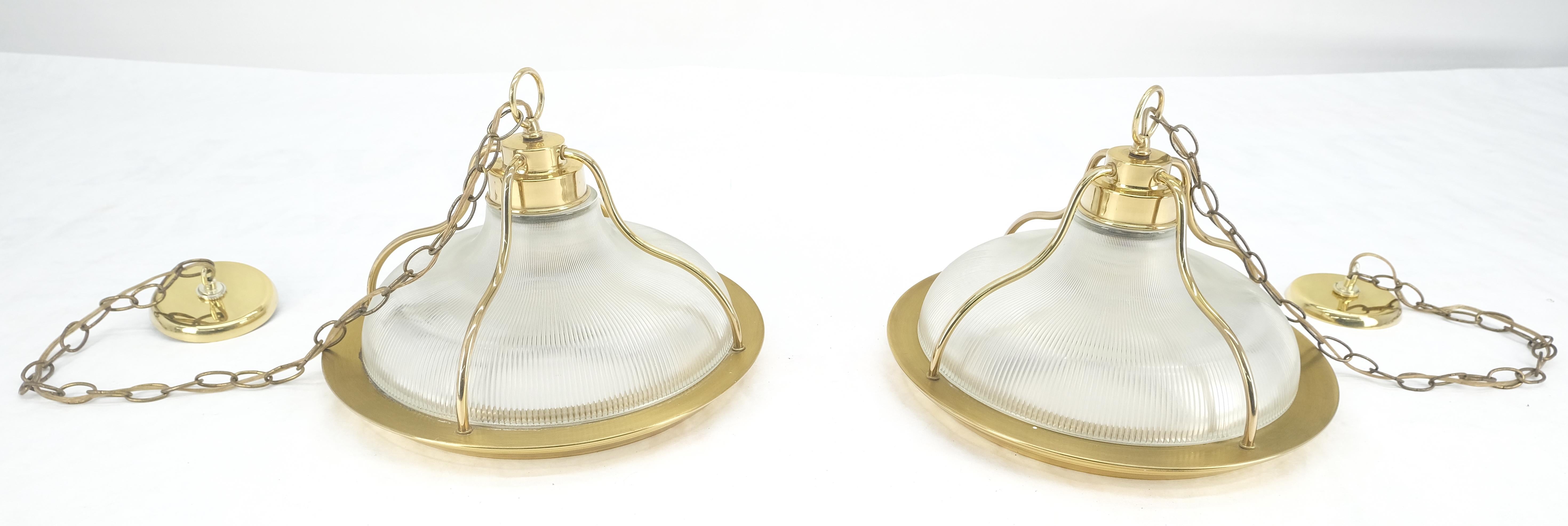 Coppia di pendenti tondi in ottone con vetro a coste e catena lunga MCM MINT! in vendita 10