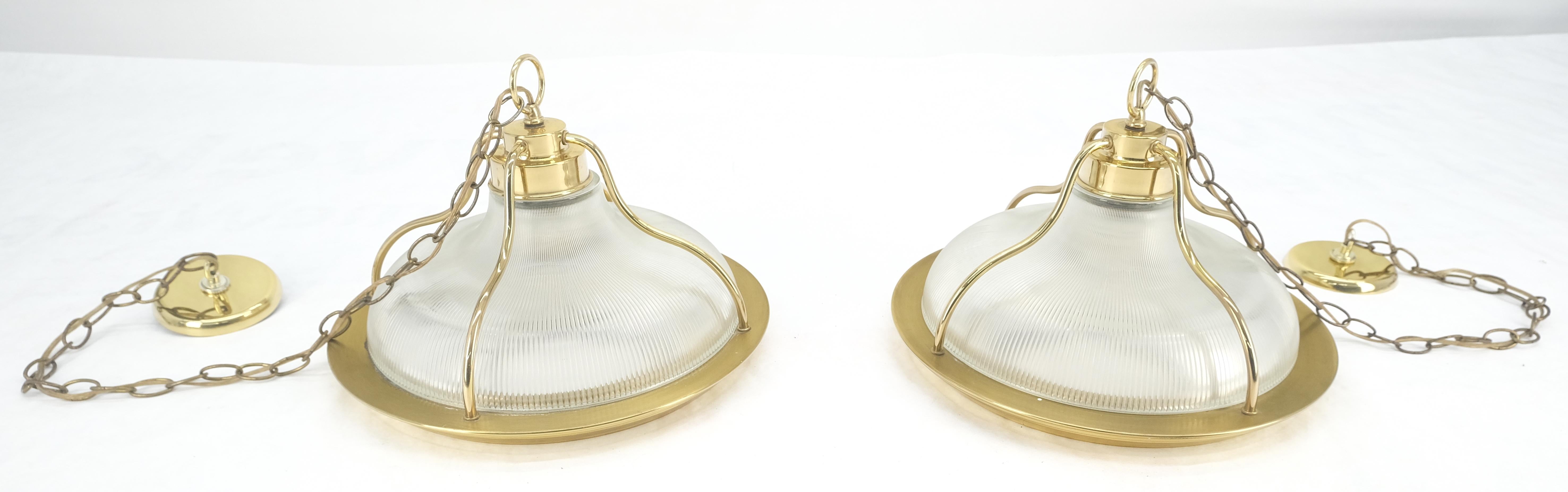 Coppia di pendenti tondi in ottone con vetro a coste e catena lunga MCM MINT! in vendita 11