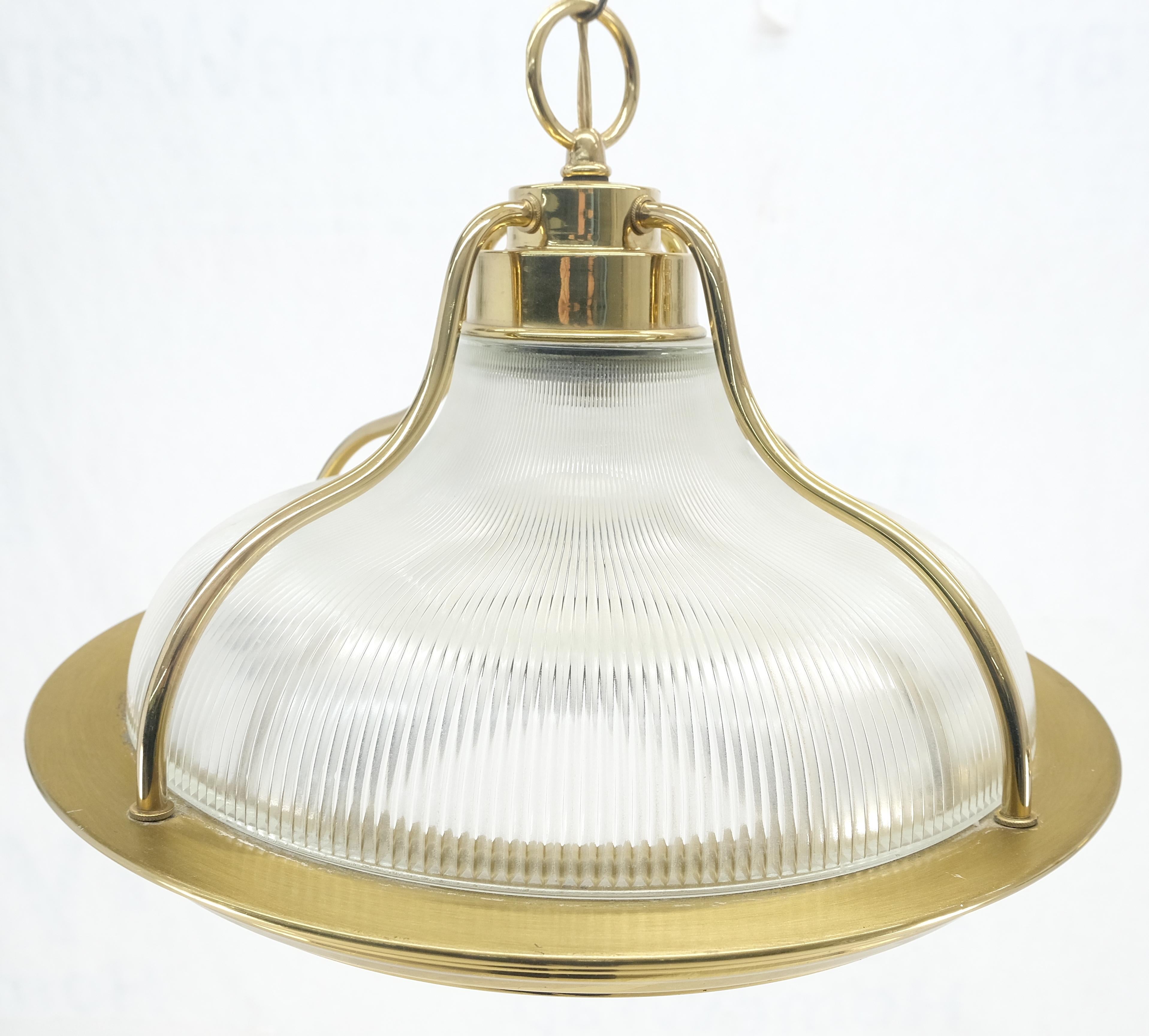 Coppia di pendenti tondi in ottone con vetro a coste e catena lunga MCM MINT! in vendita 2
