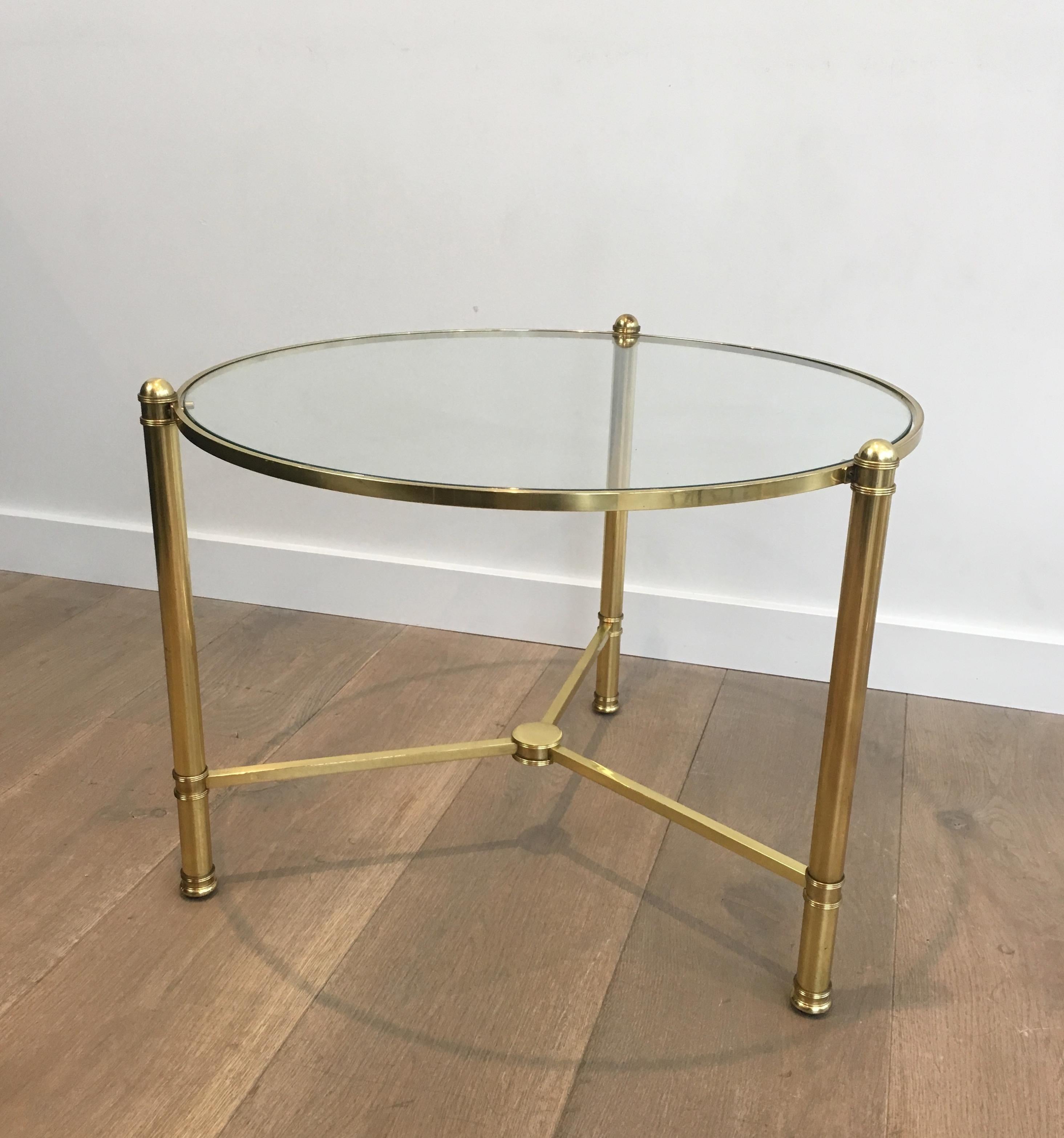 Pair of Round Brass Side Tables, French, circa 1970 8