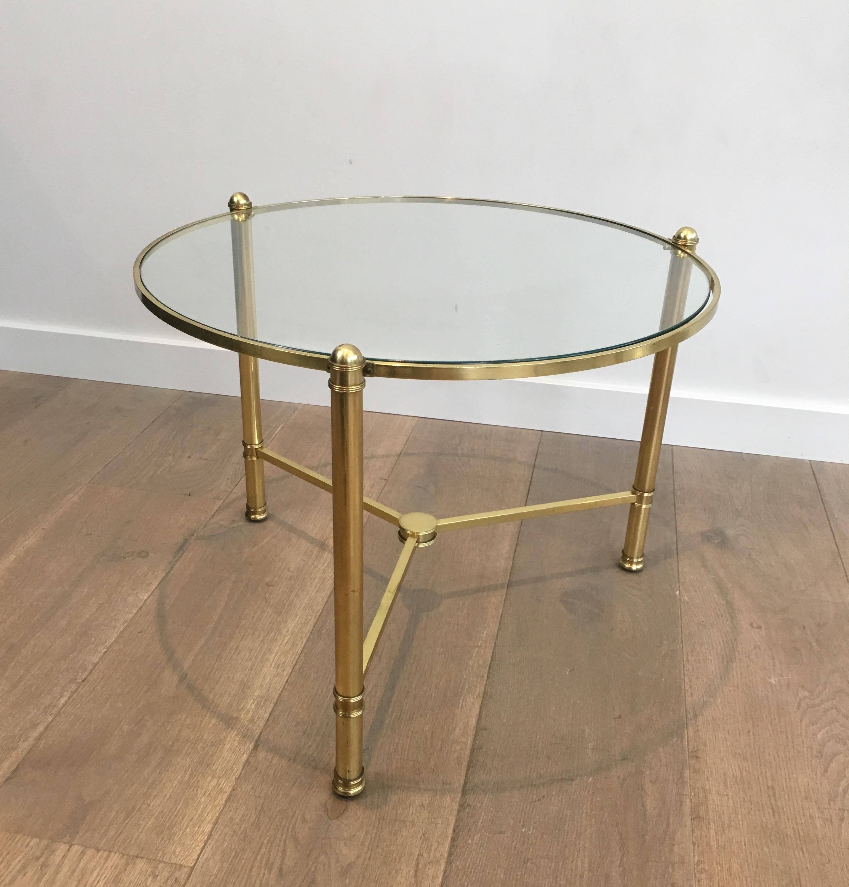 Pair of Round Brass Side Tables, French, circa 1970 12