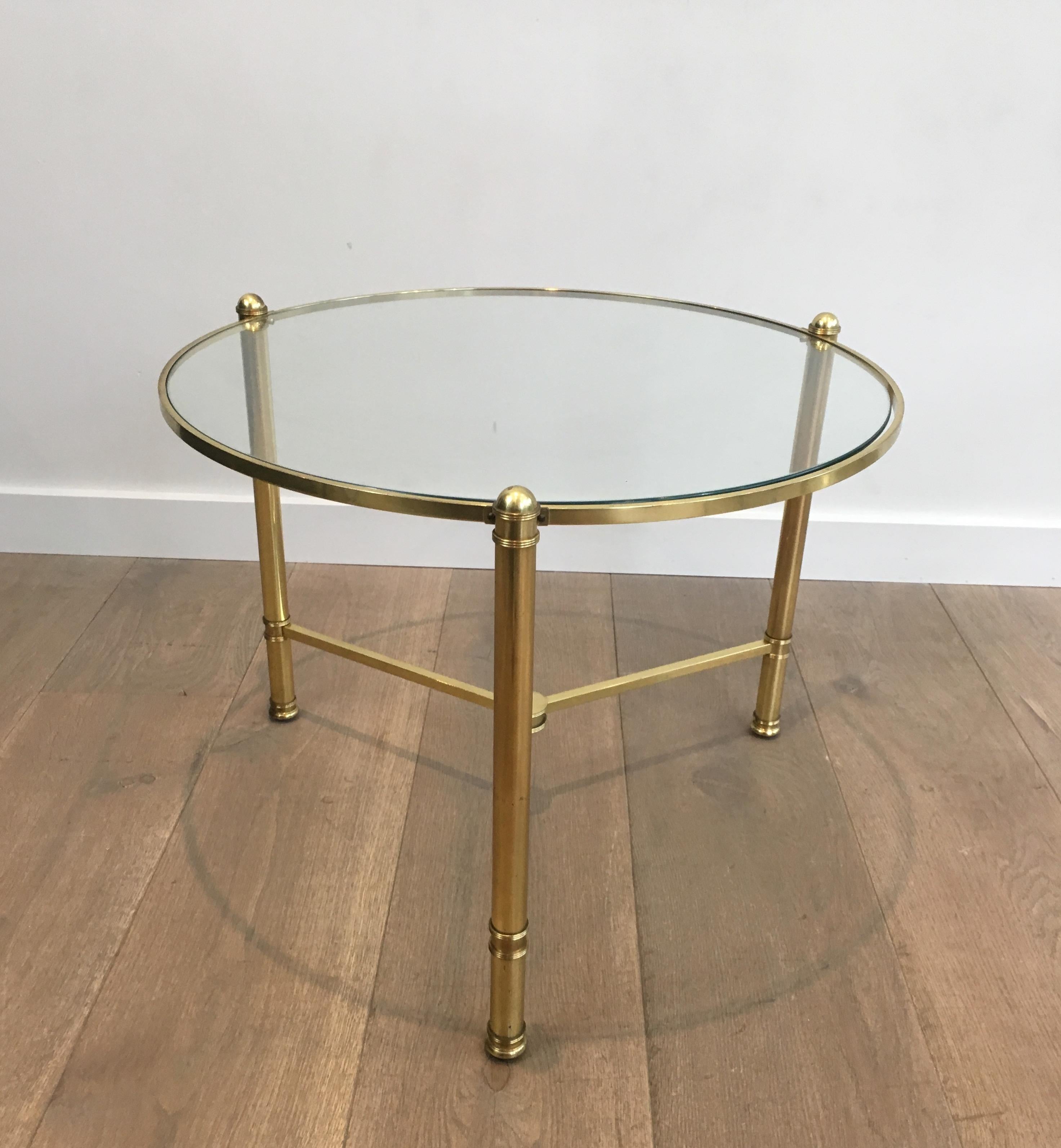 Pair of Round Brass Side Tables, French, circa 1970 13