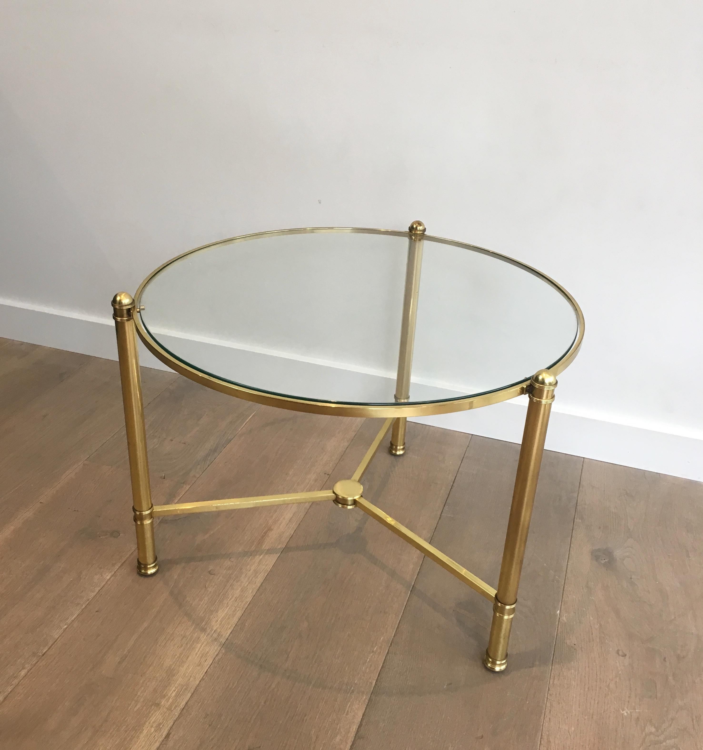 Pair of Round Brass Side Tables, French, circa 1970 In Good Condition In Marcq-en-Barœul, Hauts-de-France