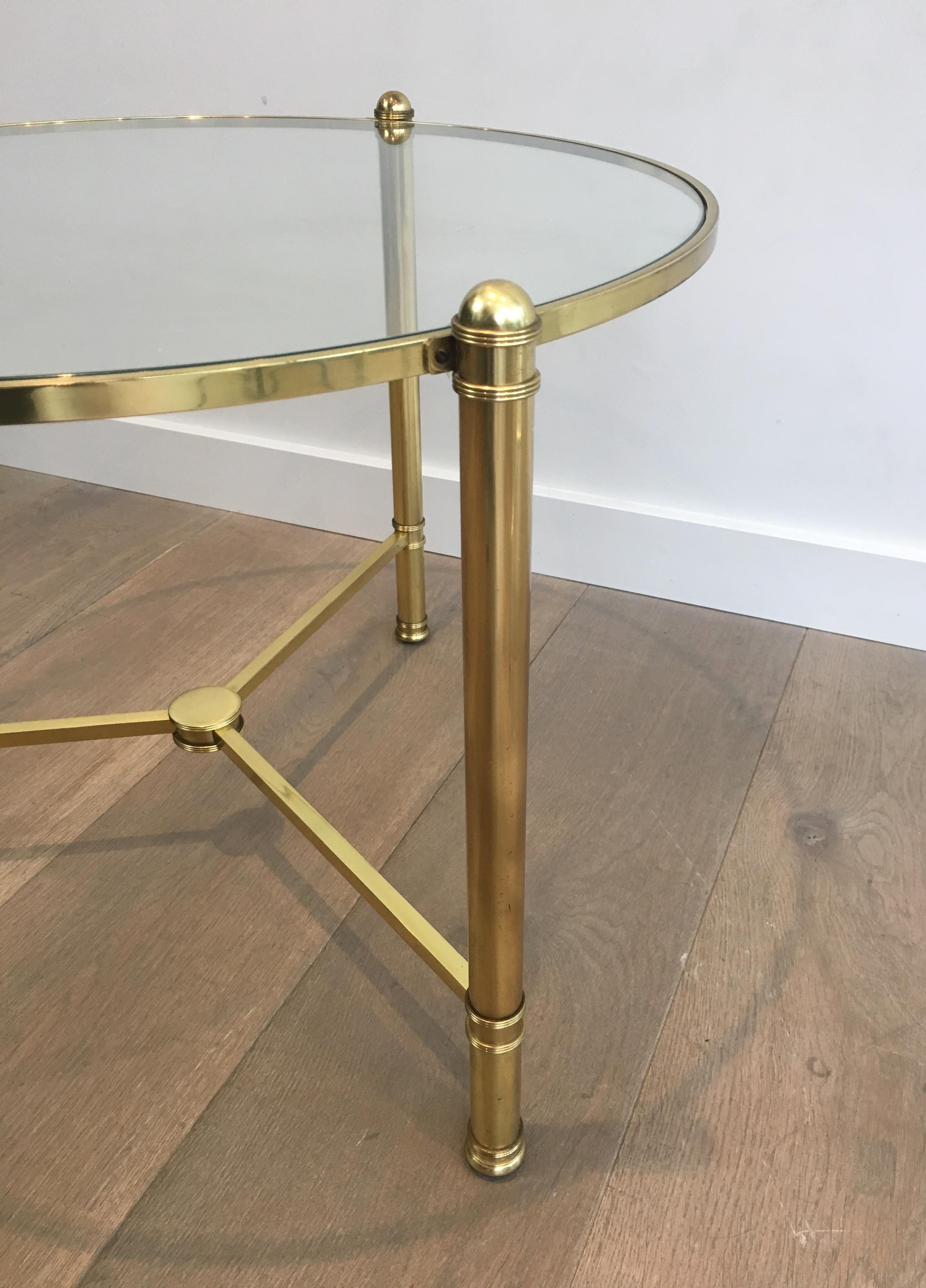 Pair of Round Brass Side Tables, French, circa 1970 1