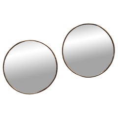 Pair of Round Brass Wall Mirrors, Italy 1960s Pair of Round Brass Wall Mirrors, Italy 1960s