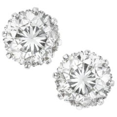 Pair of Round Brilliant-Cut Diamond Stud Earrings