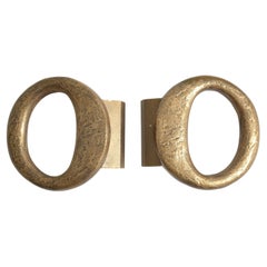 Pair of Round Bronze Door Handles with Oval Ring