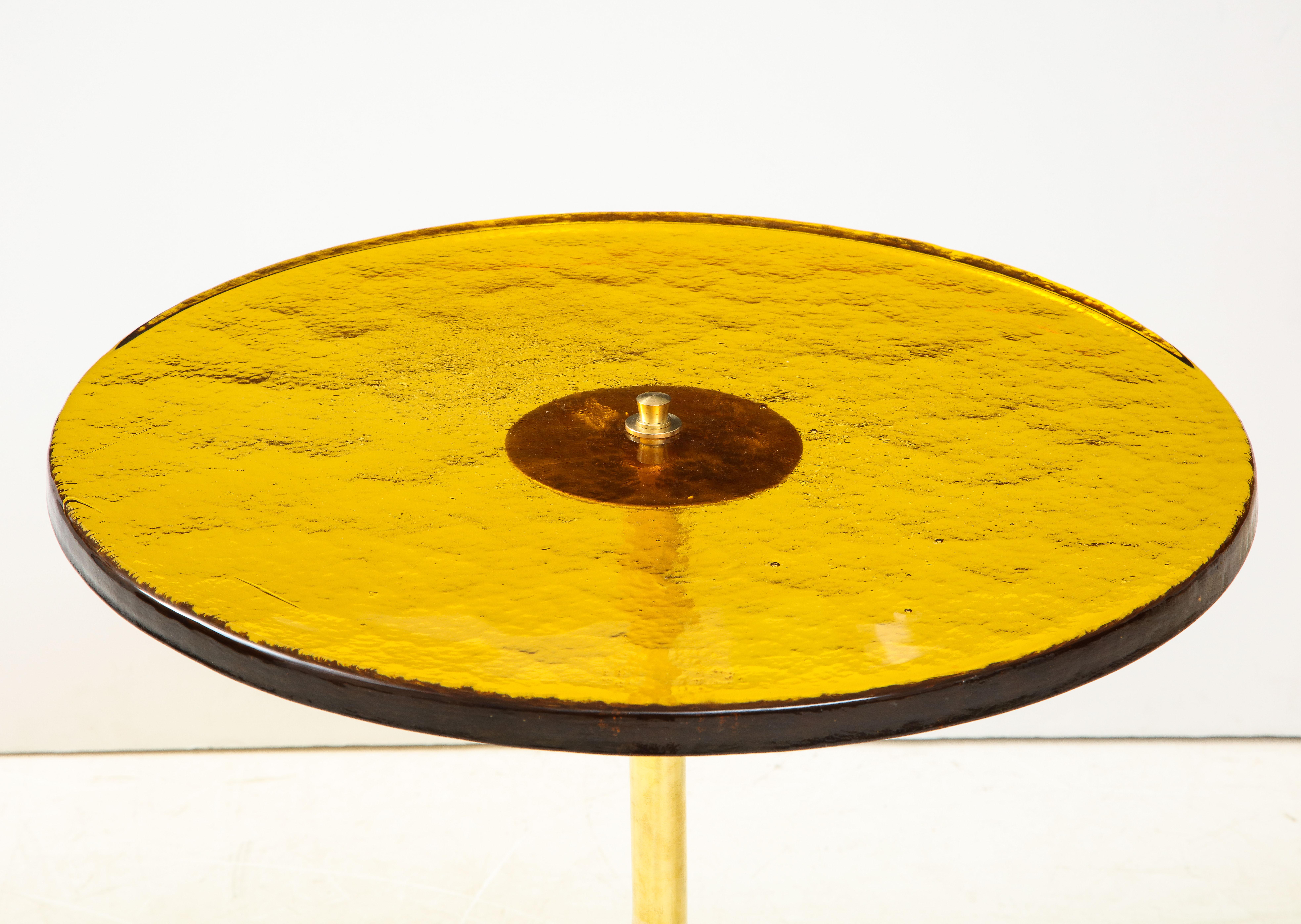 Pair of Round Bronze Murano Glass and Brass Martini or Side Tables, Italy, 2021 6