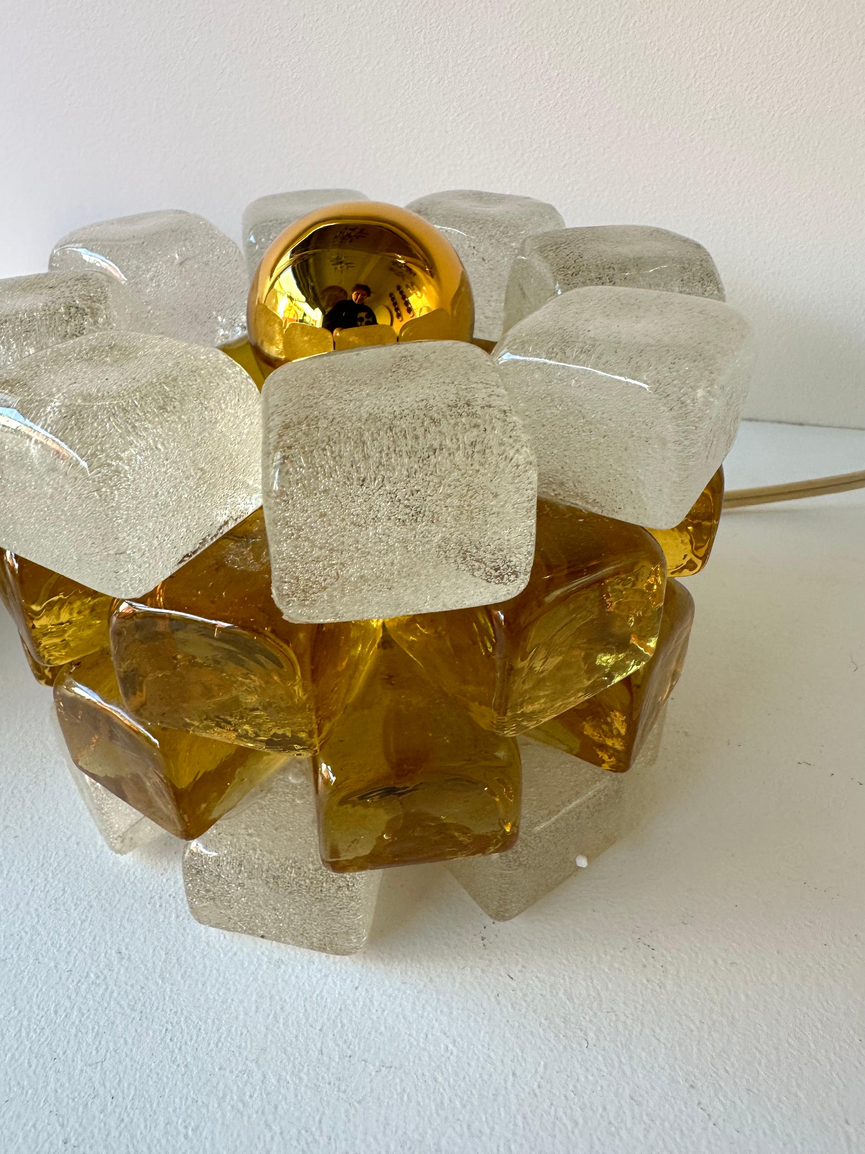 Pair of Round Bubble Glass Cube Lamps by Poliarte, Italy, 1970s For Sale 1
